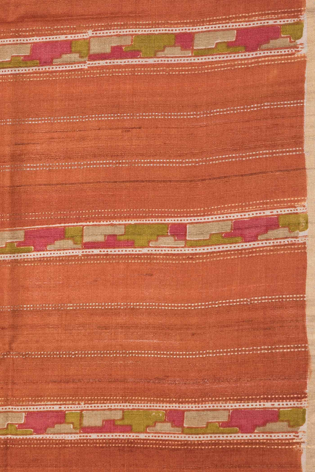 Brick Orange Dual Tone Tussar Silk Saree