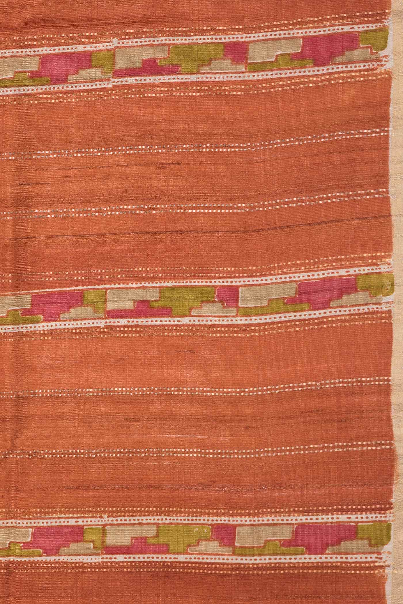 Brick Orange Dual Tone Tussar Silk Saree
