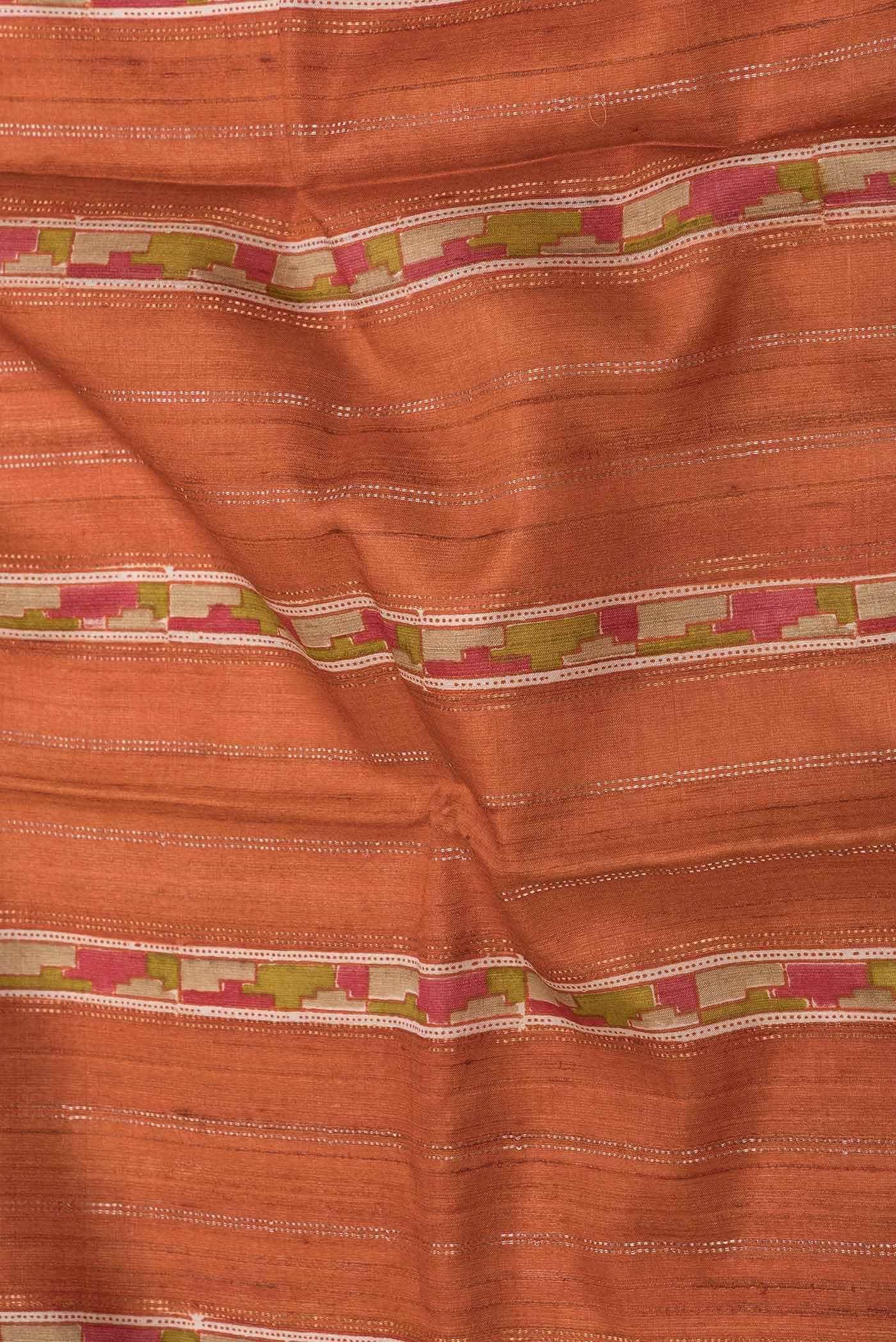 Brick Orange Dual Tone Tussar Silk Saree