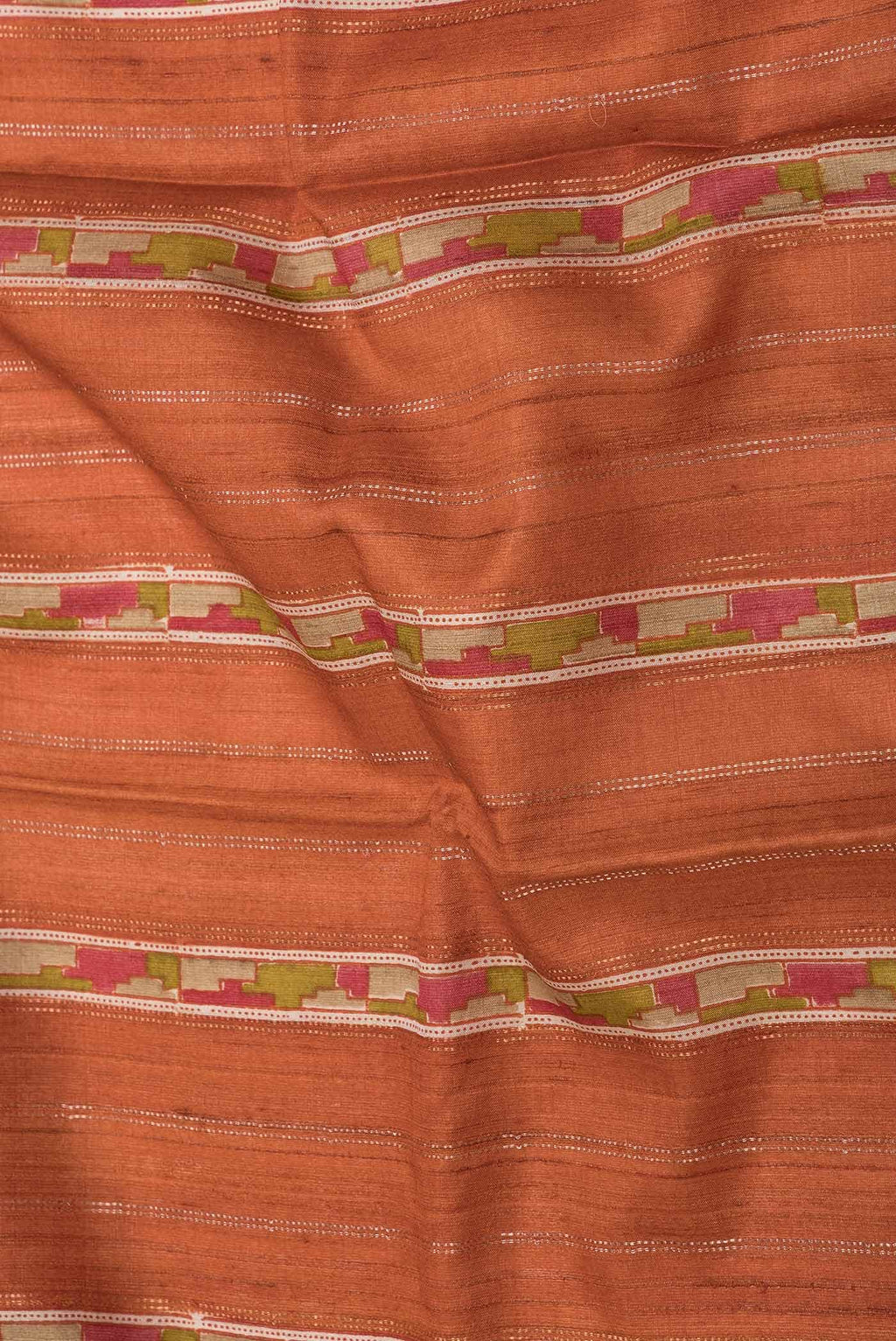 Brick Orange Dual Tone Tussar Silk Saree