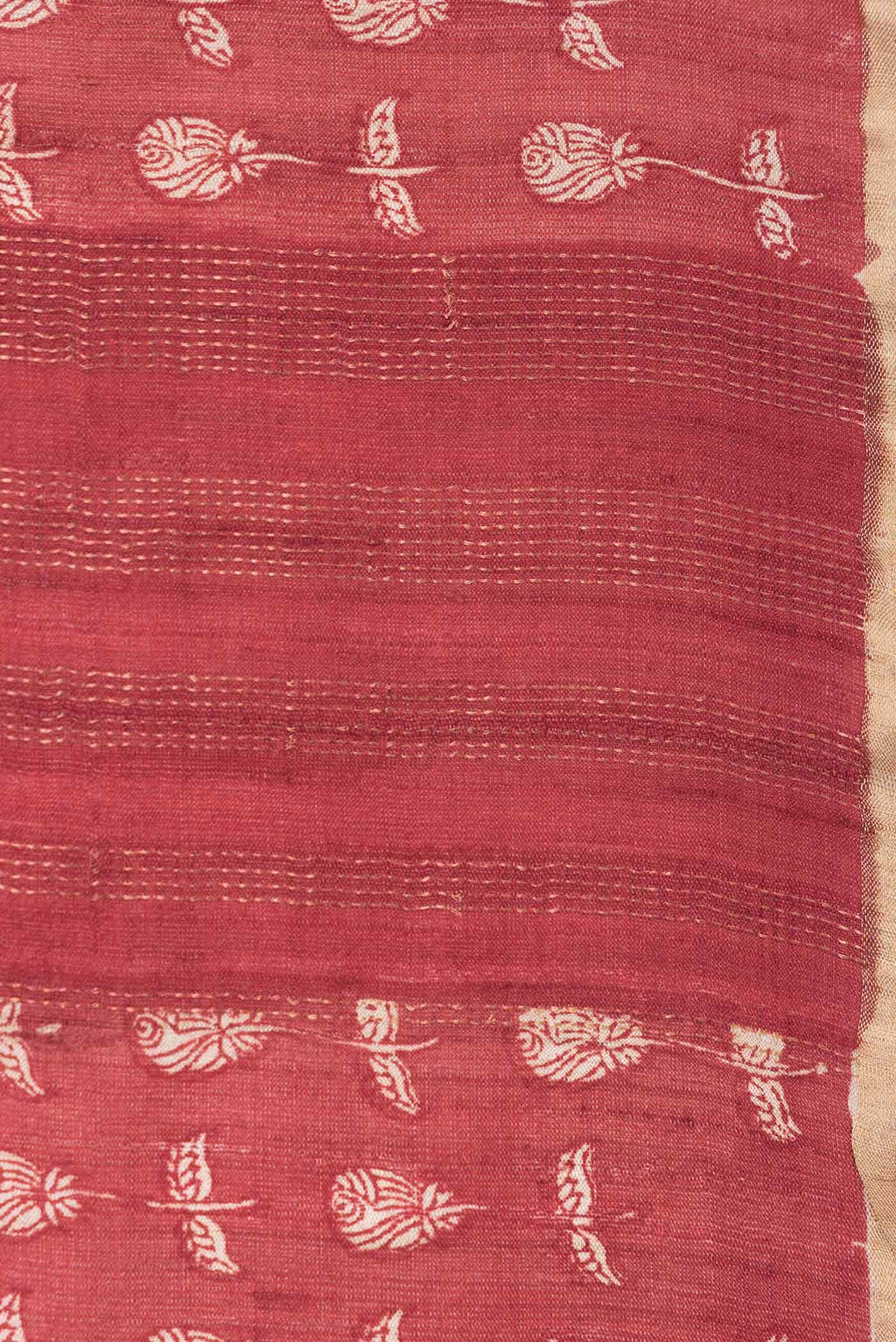 Maroon Tussar Silk Saree