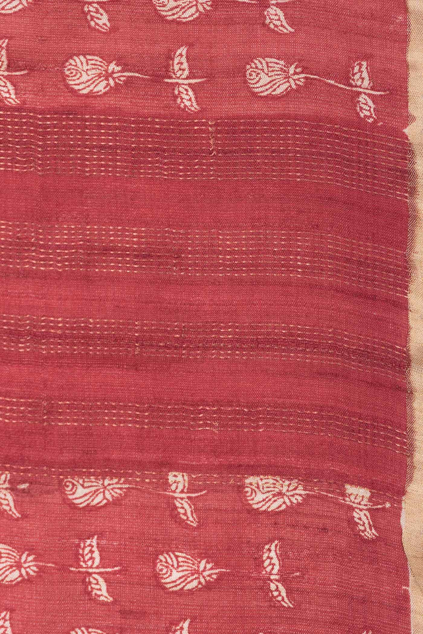 Maroon Tussar Silk Saree