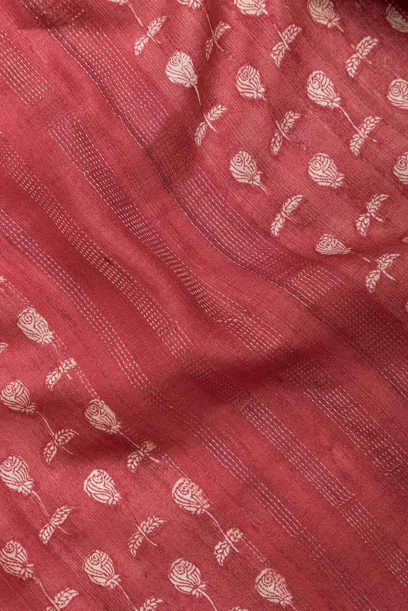 Maroon Tussar Silk Saree