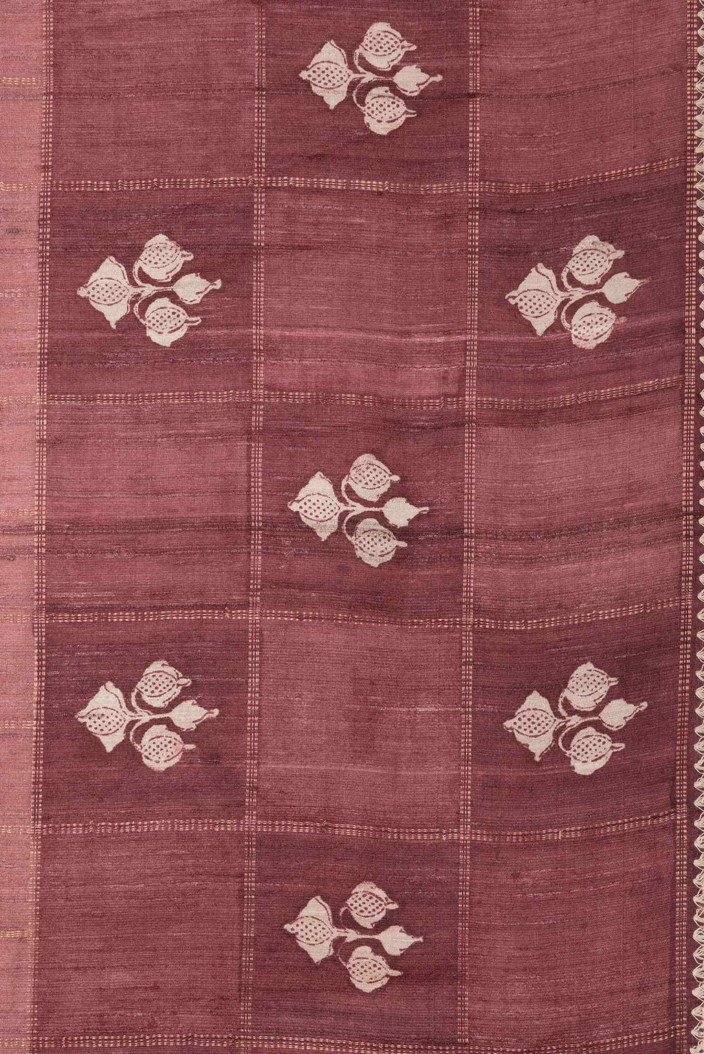 Maroon Tussar Silk Saree