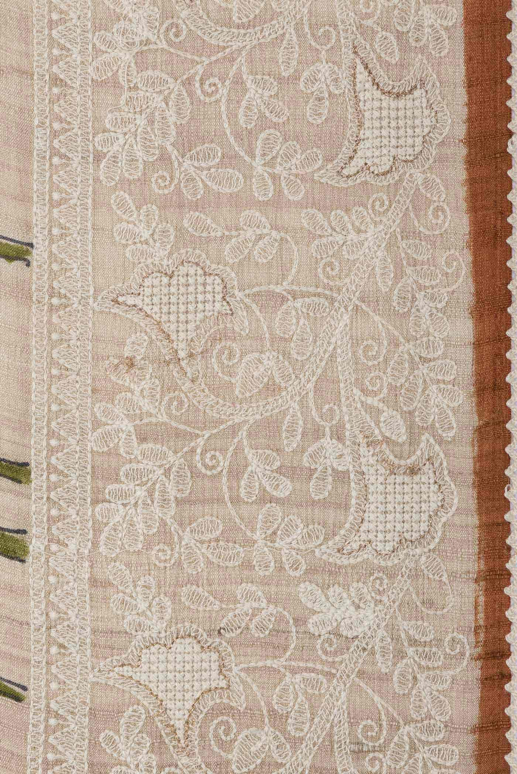 Beige Tussar Silk Saree