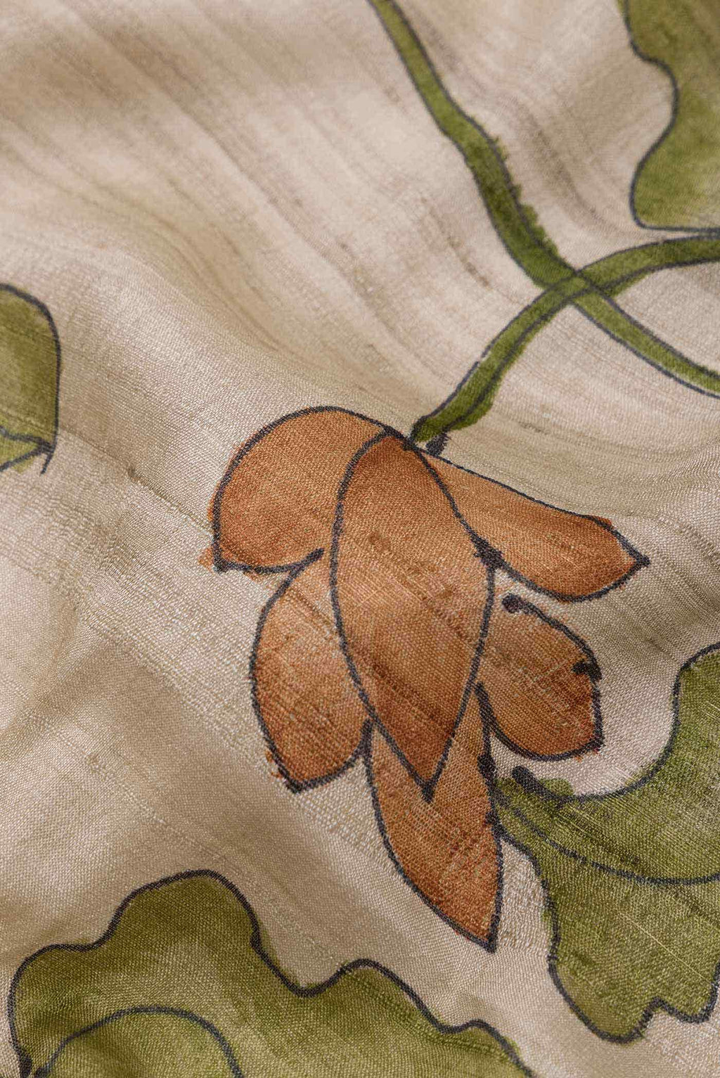 Beige Tussar Silk Saree