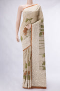 Beige Tussar Silk Saree
