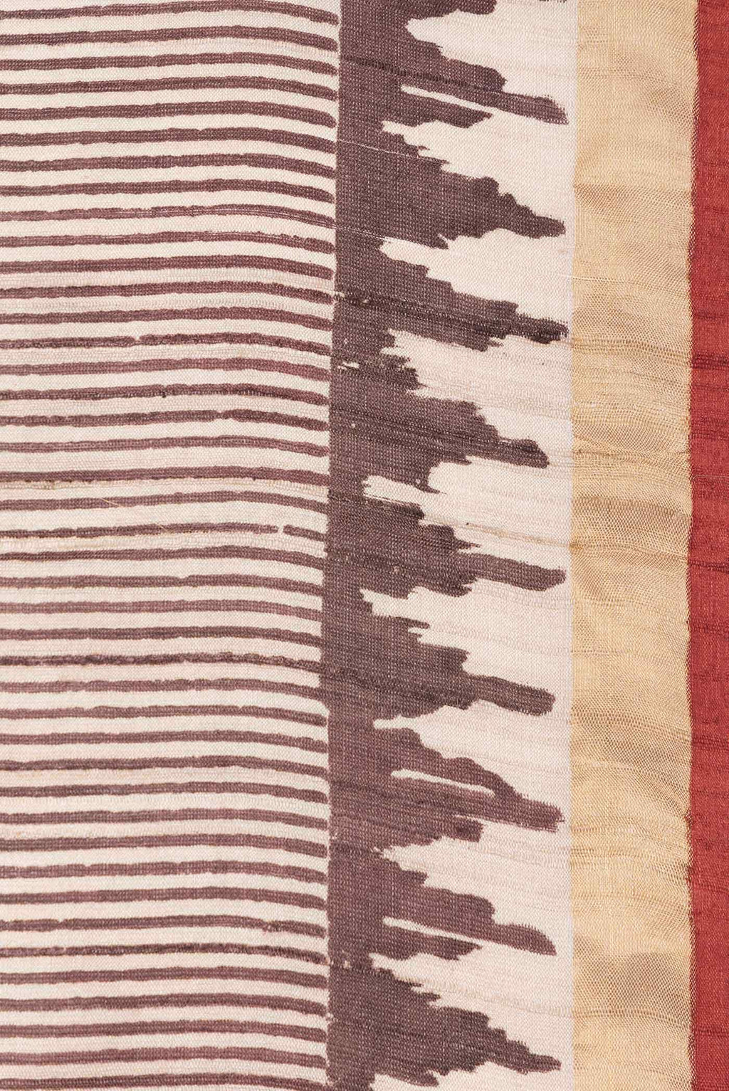 Beige Tussar Silk Saree
