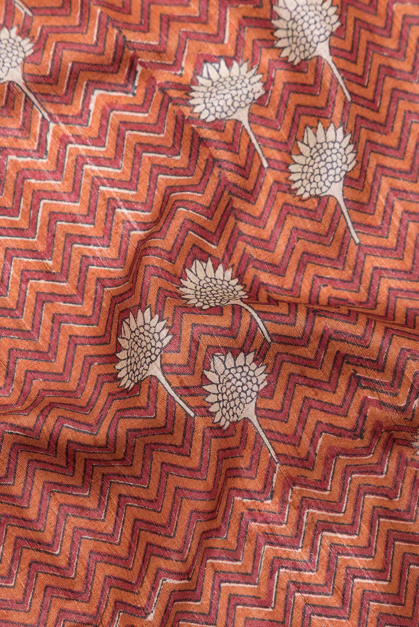 Orange Dual Tone Tussar Silk Saree