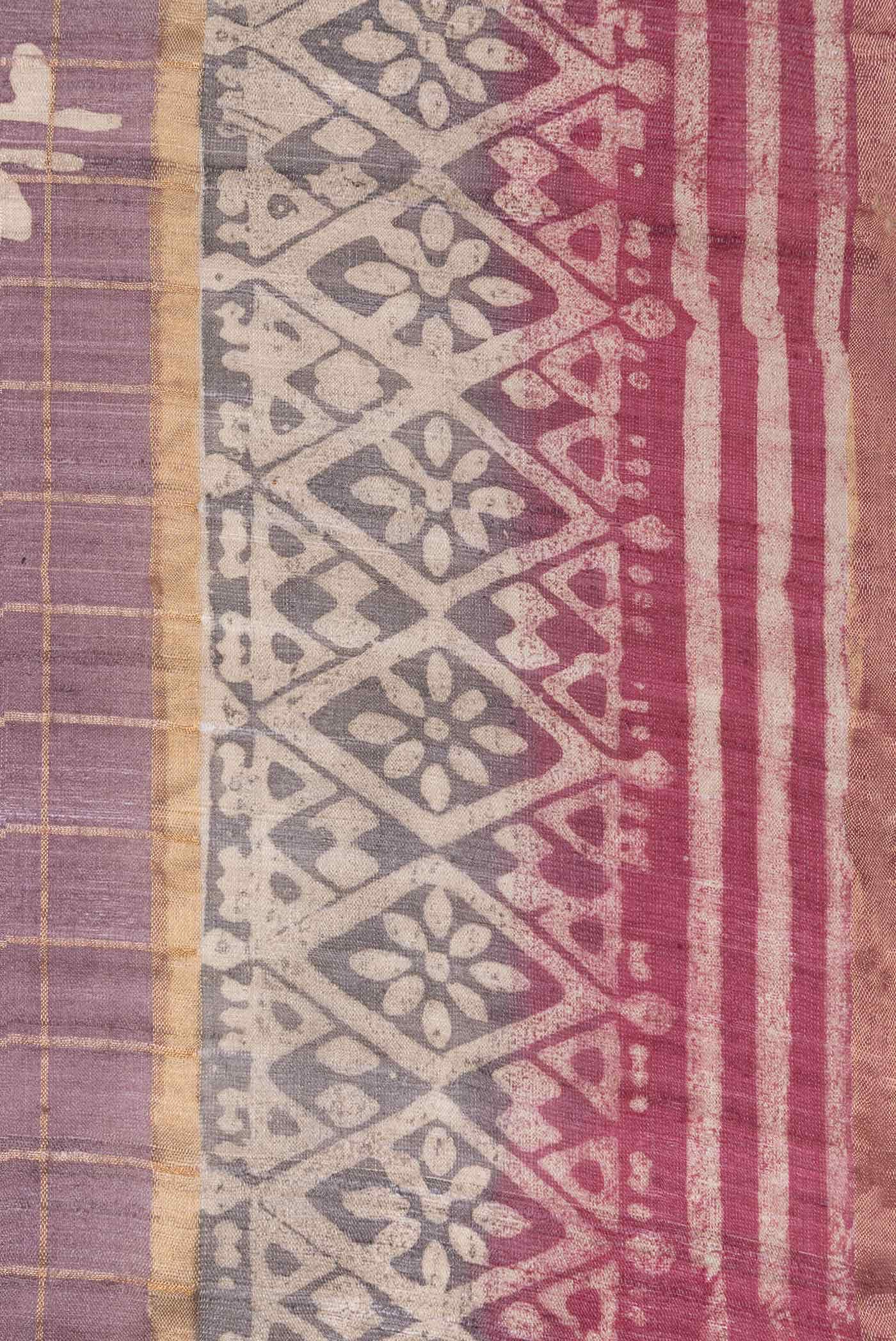 Lavender Tussar Silk Saree