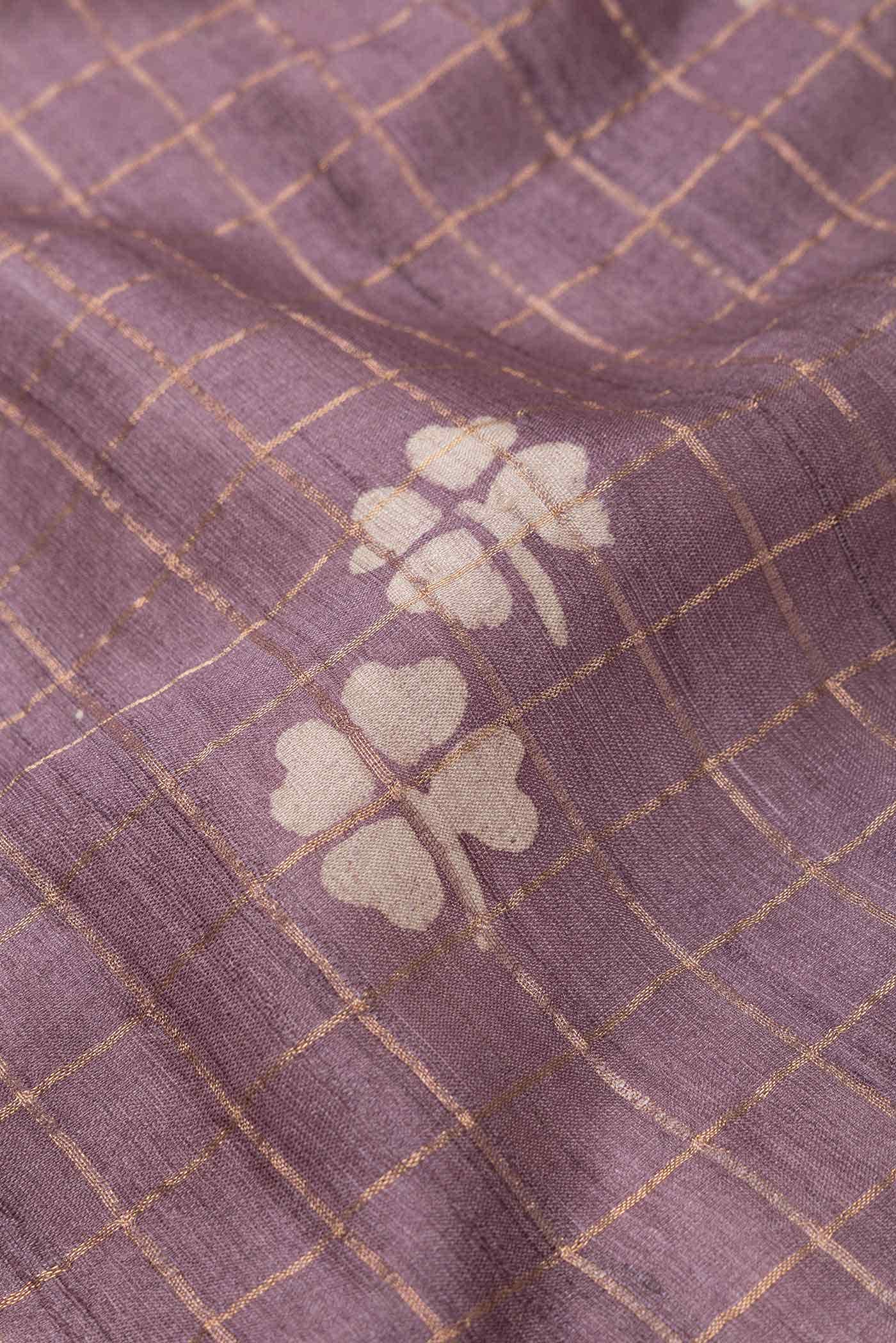 Lavender Tussar Silk Saree