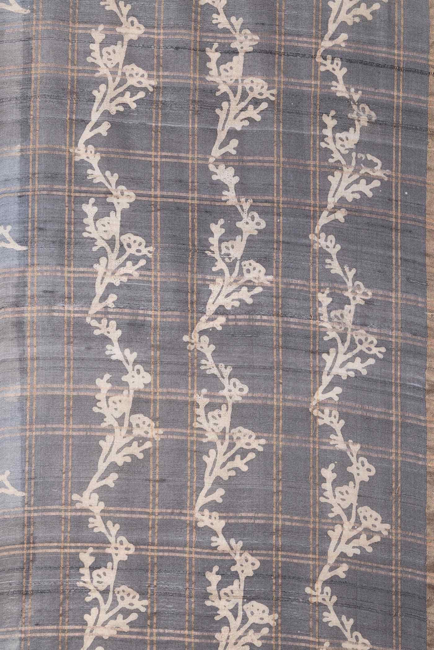 Grey Tussar Silk Saree