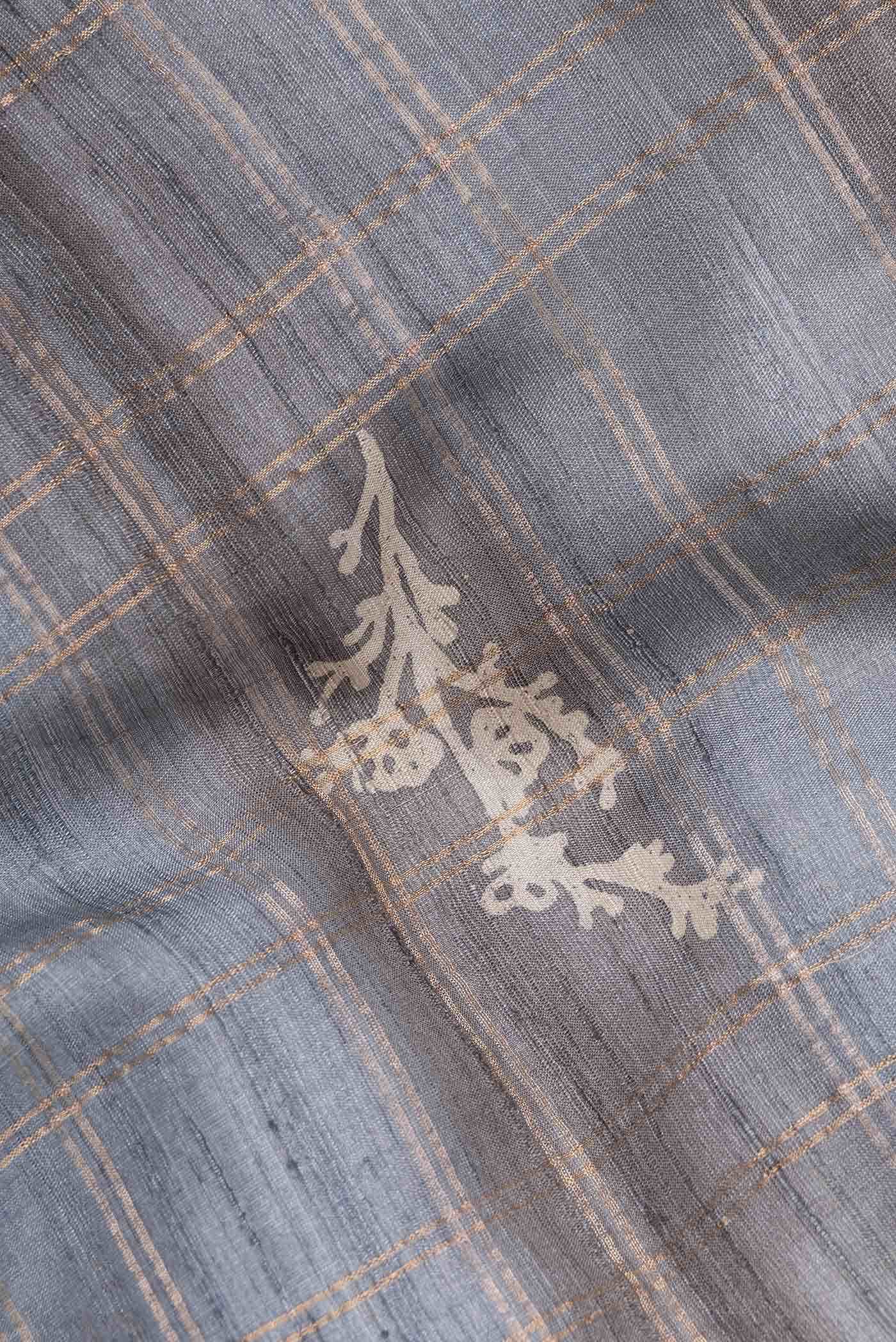 Grey Tussar Silk Saree