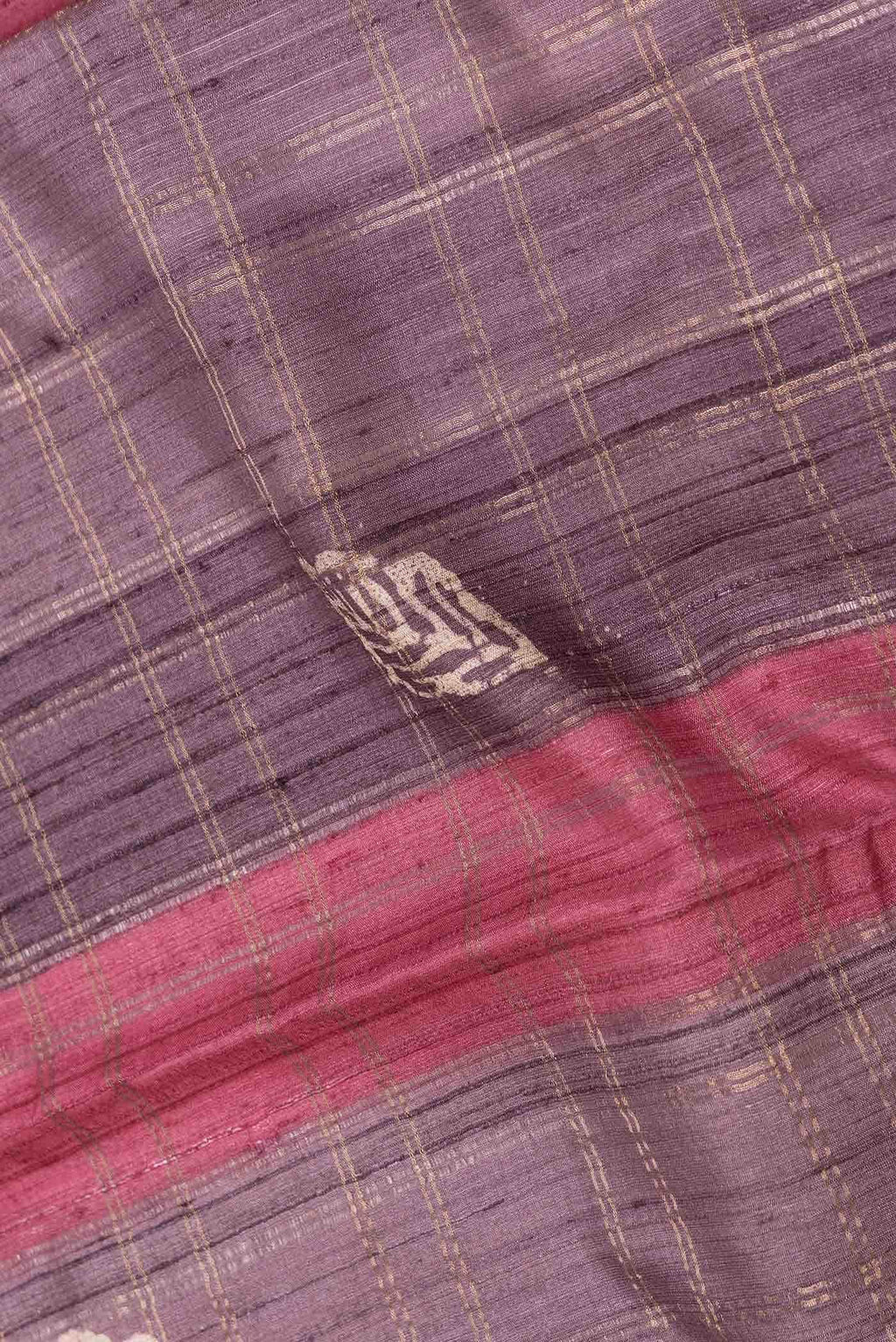 Dark Pink Dual Tone Tussar Silk Saree