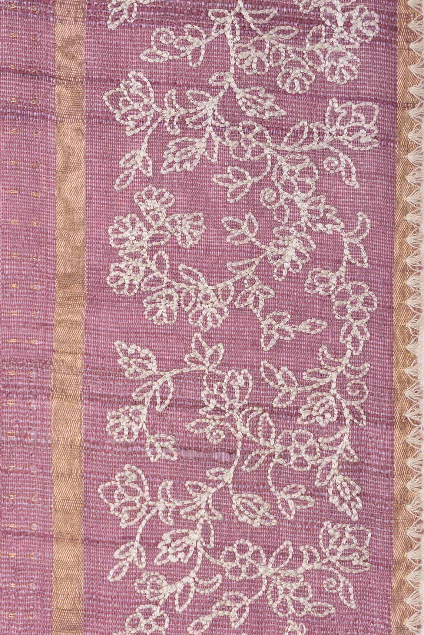 Purple Tussar Silk Saree