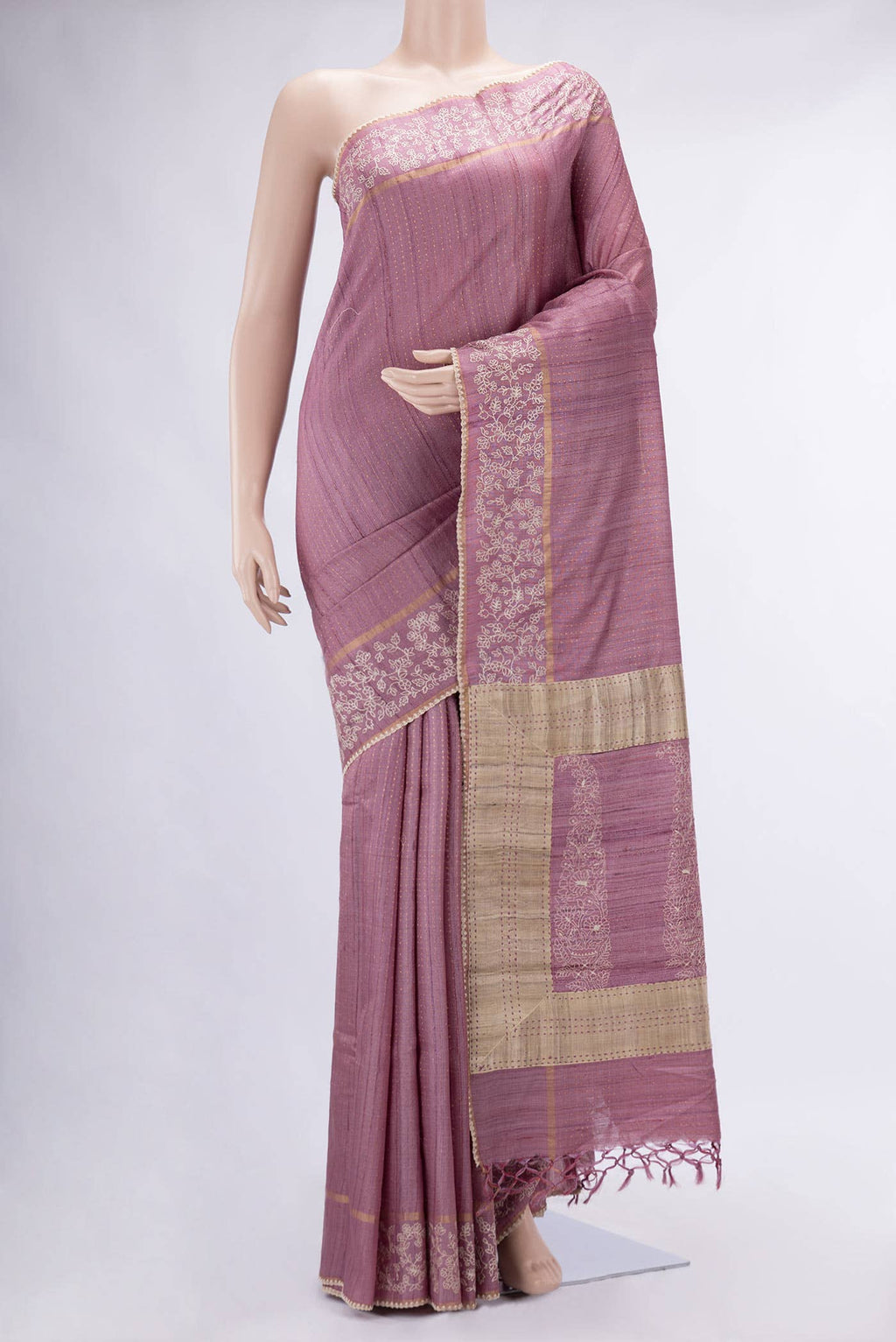 Purple Tussar Silk Saree