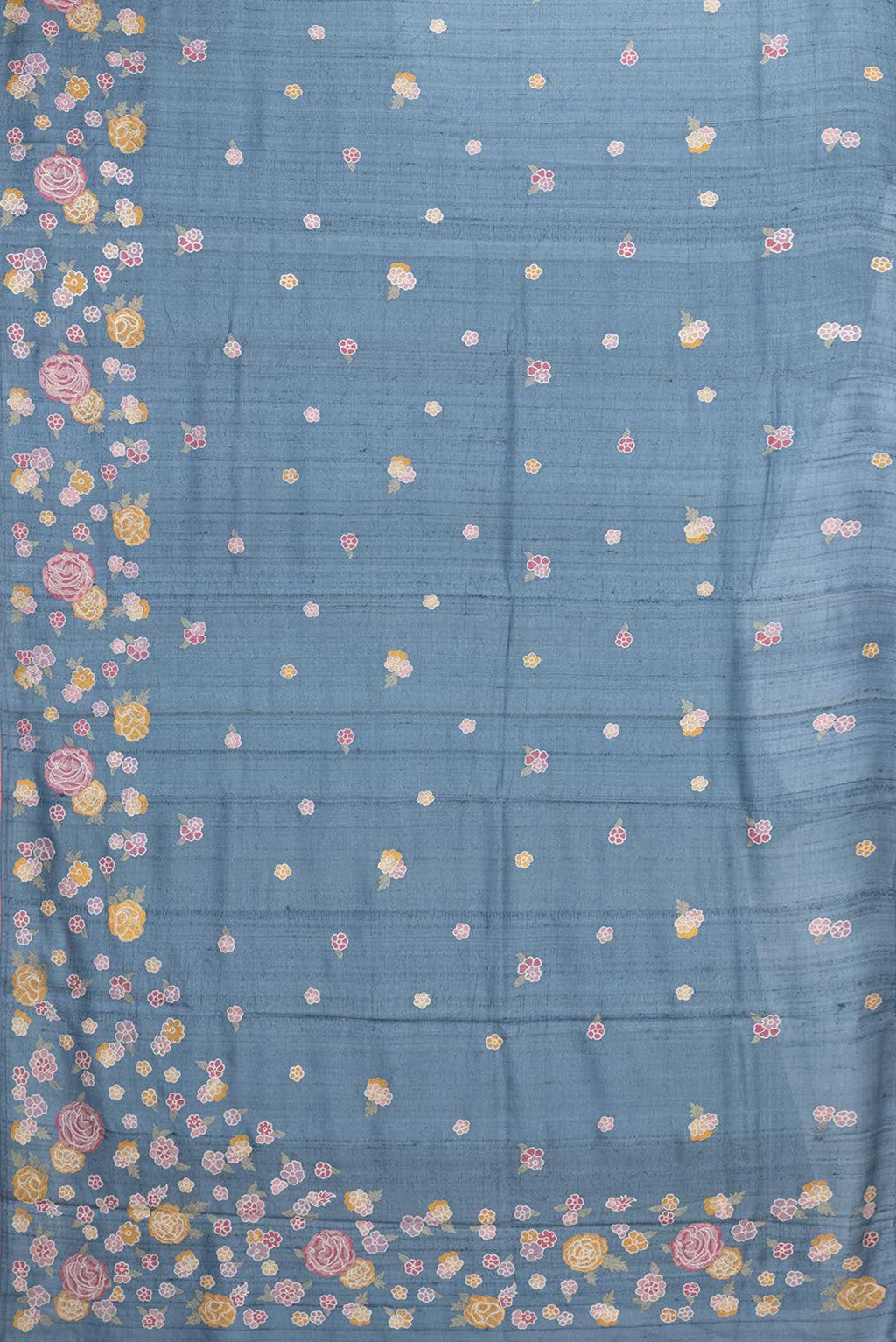 Blue Dual Tone Tussar Silk Saree