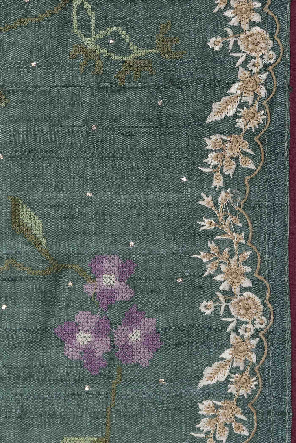 Green Tussar Silk Saree