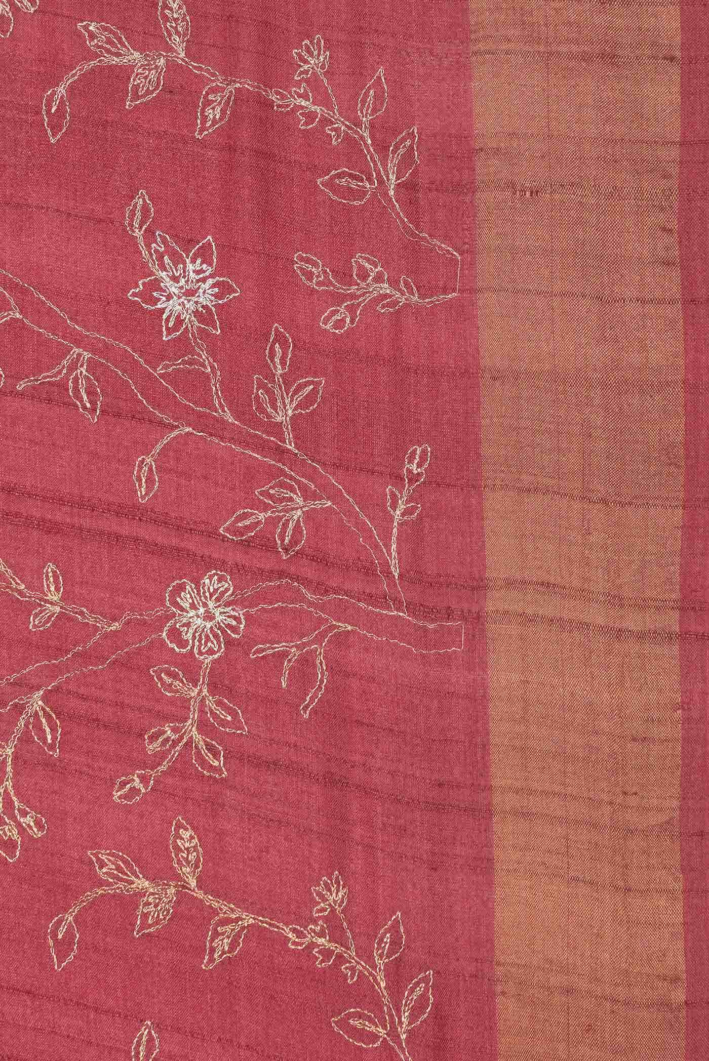 Maroon Dual Tone Tussar Silk Saree