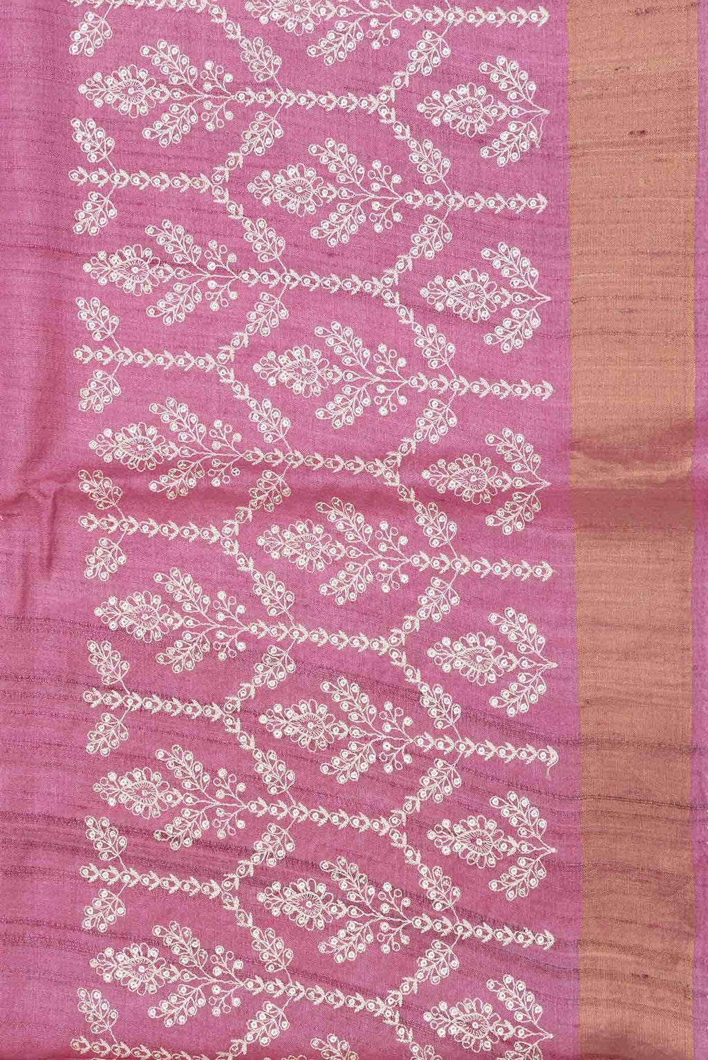 Pink Dual Tone Tussar Silk Saree