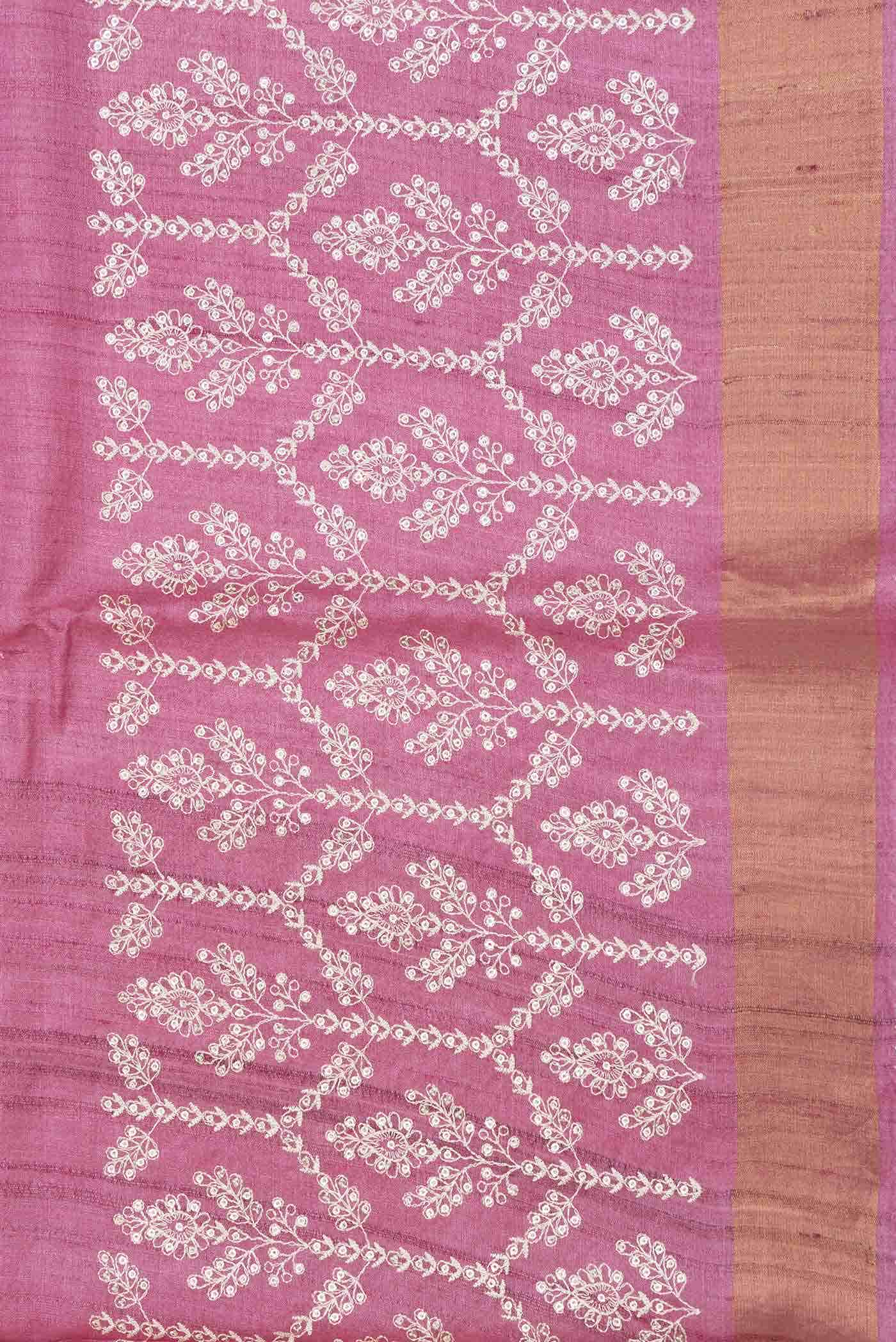 Pink Dual Tone Tussar Silk Saree