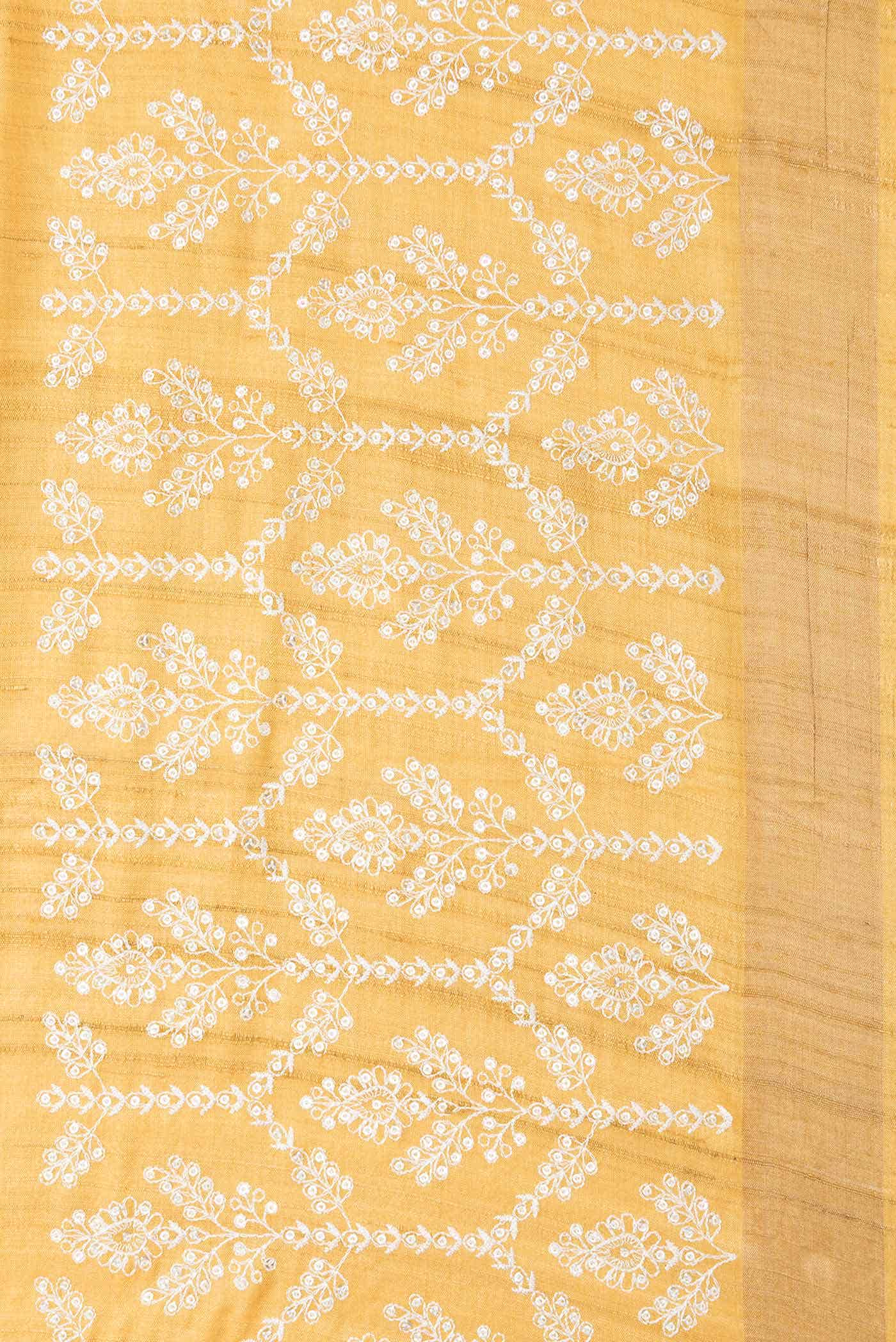 Mustard Tussar Silk Saree