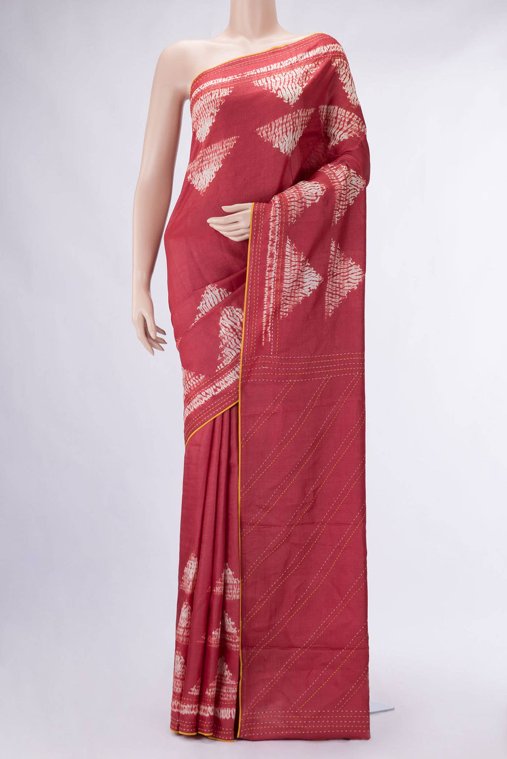 Red Tussar Silk Saree