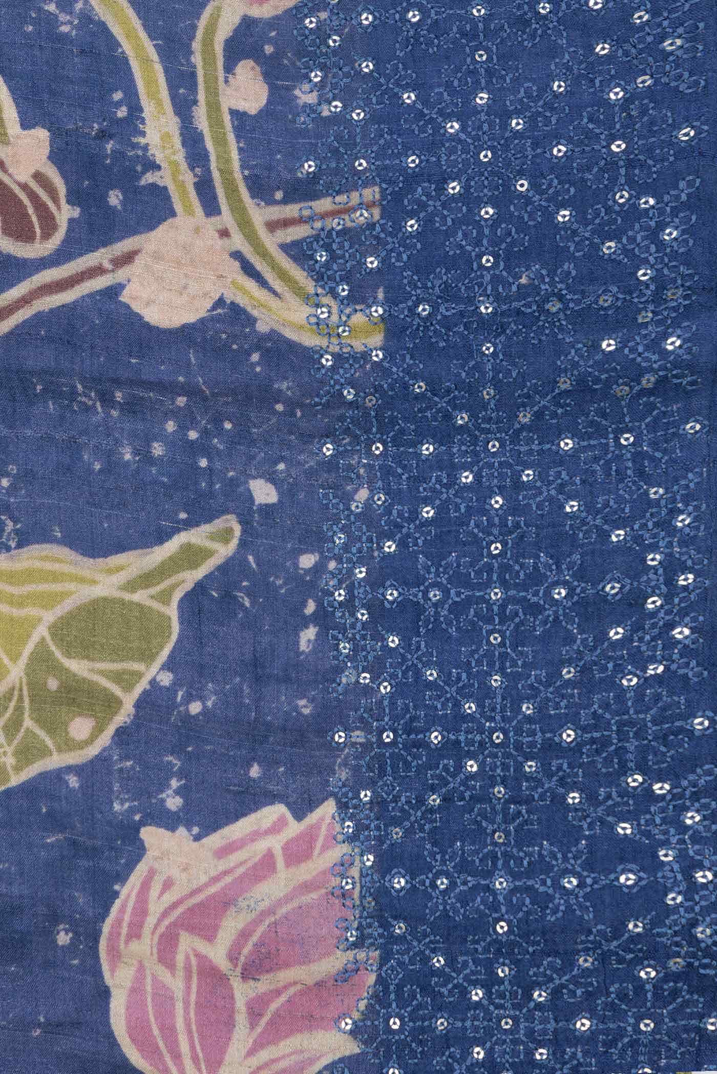 Navy Blue Dual Tone Tussar Silk Saree