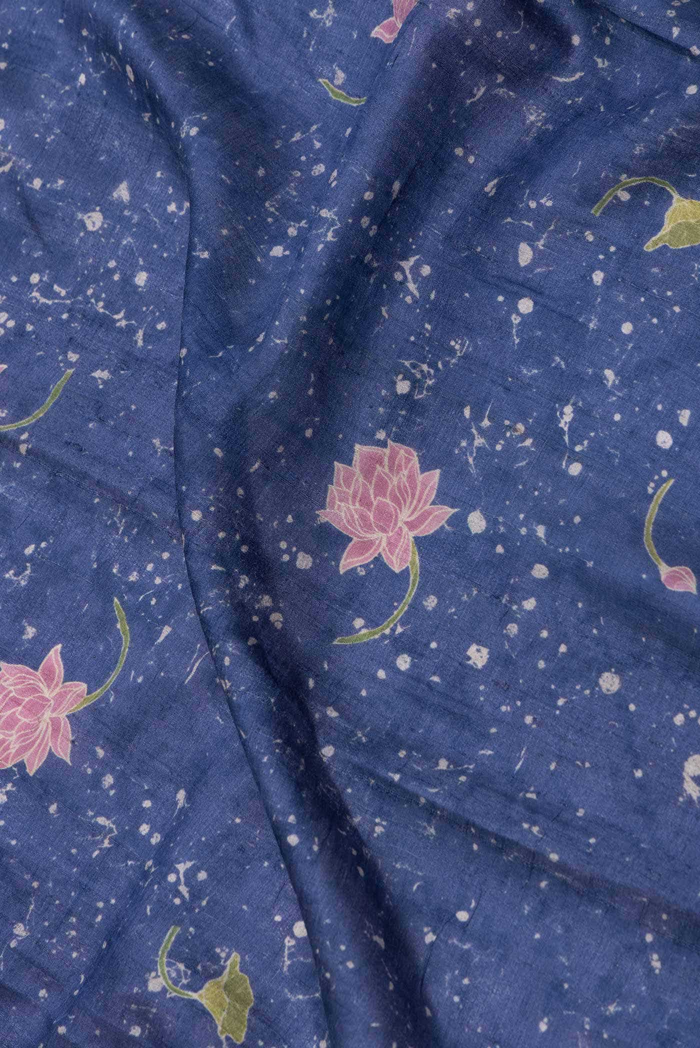 Navy Blue Dual Tone Tussar Silk Saree