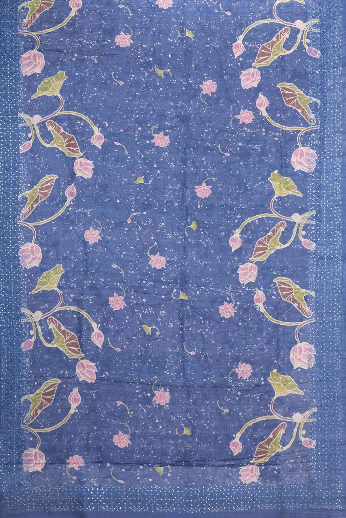 Navy Blue Dual Tone Tussar Silk Saree