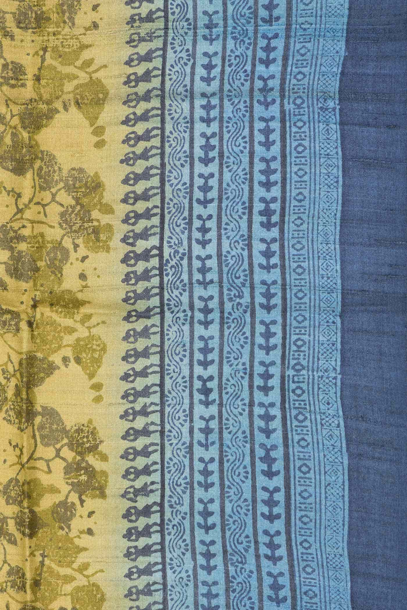 Mehandi Green Dual Tone Tussar Silk Saree