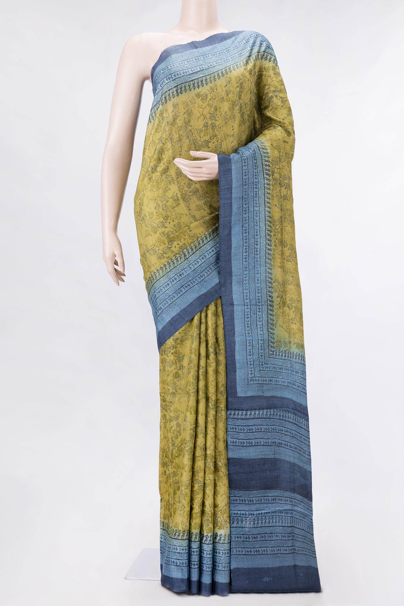 Mehandi Green Dual Tone Tussar Silk Saree