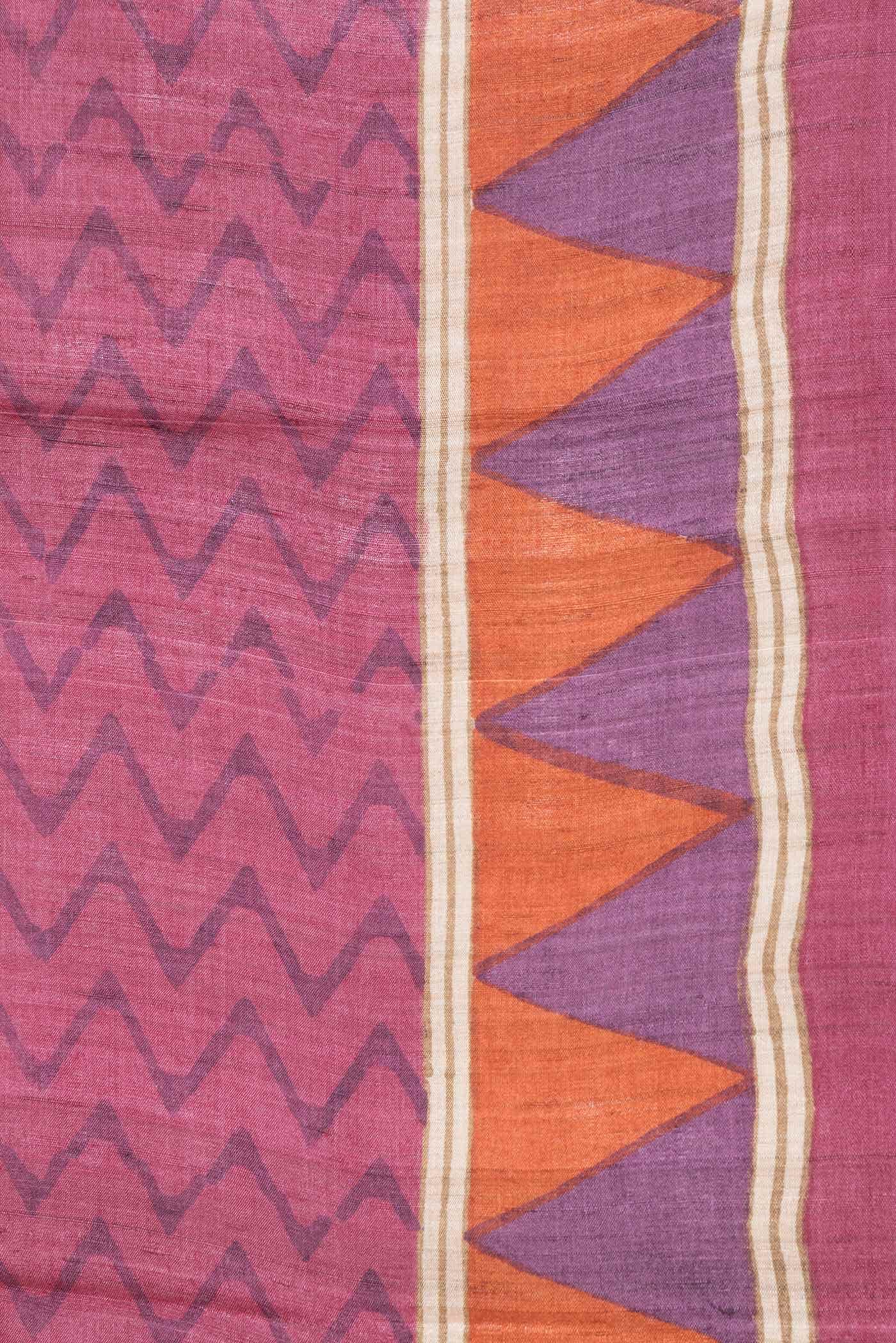 Pink Dual Tone Tussar Silk Saree