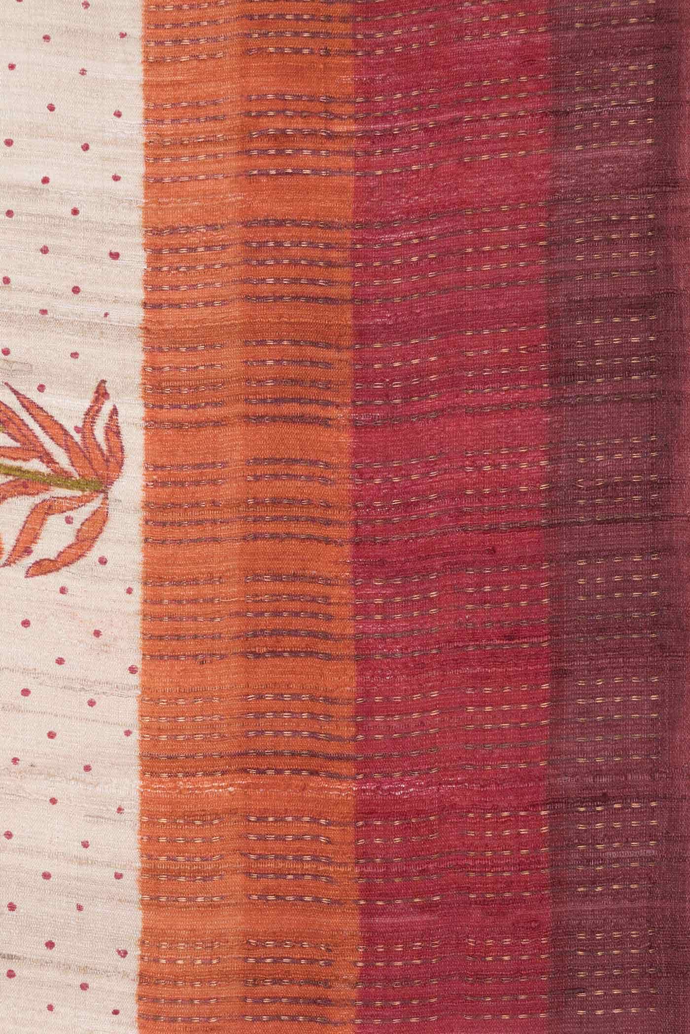 Beige Dual Tone Tussar Silk Saree
