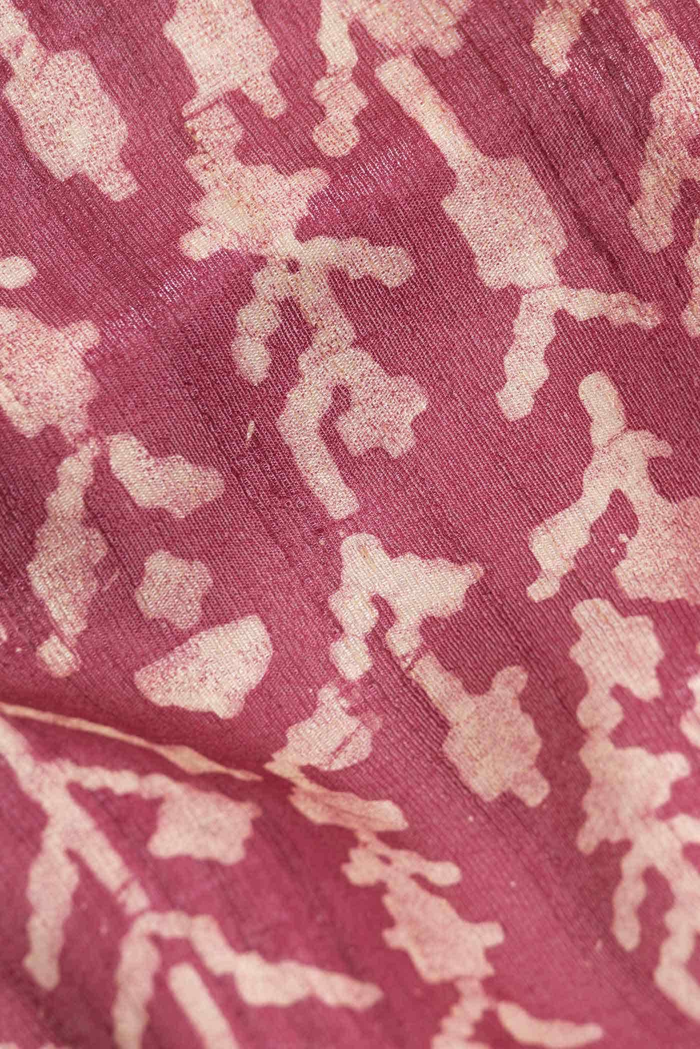 Maroon Tussar Silk Saree