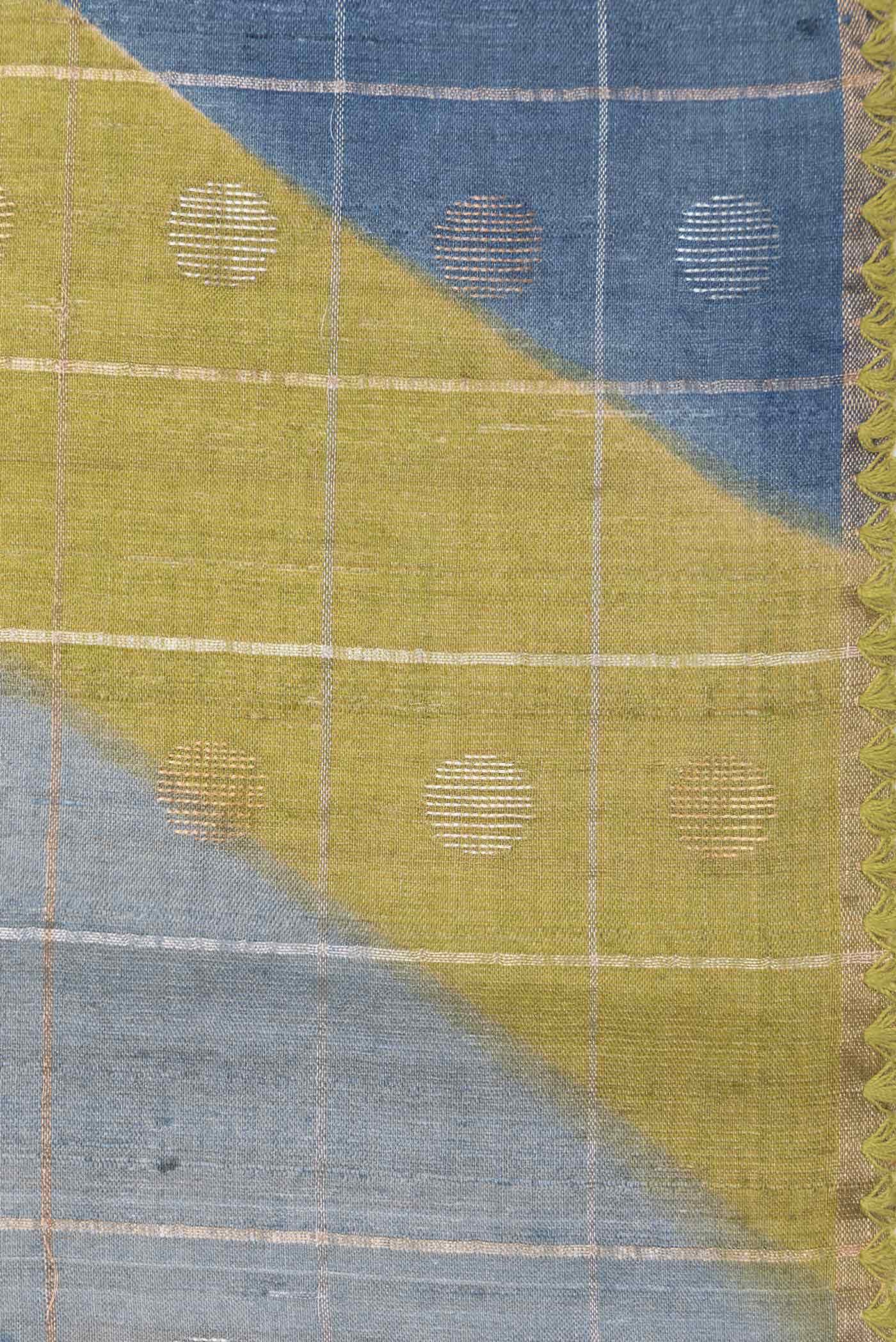 Green and Grey Dual Tone Tussar Silk Saree