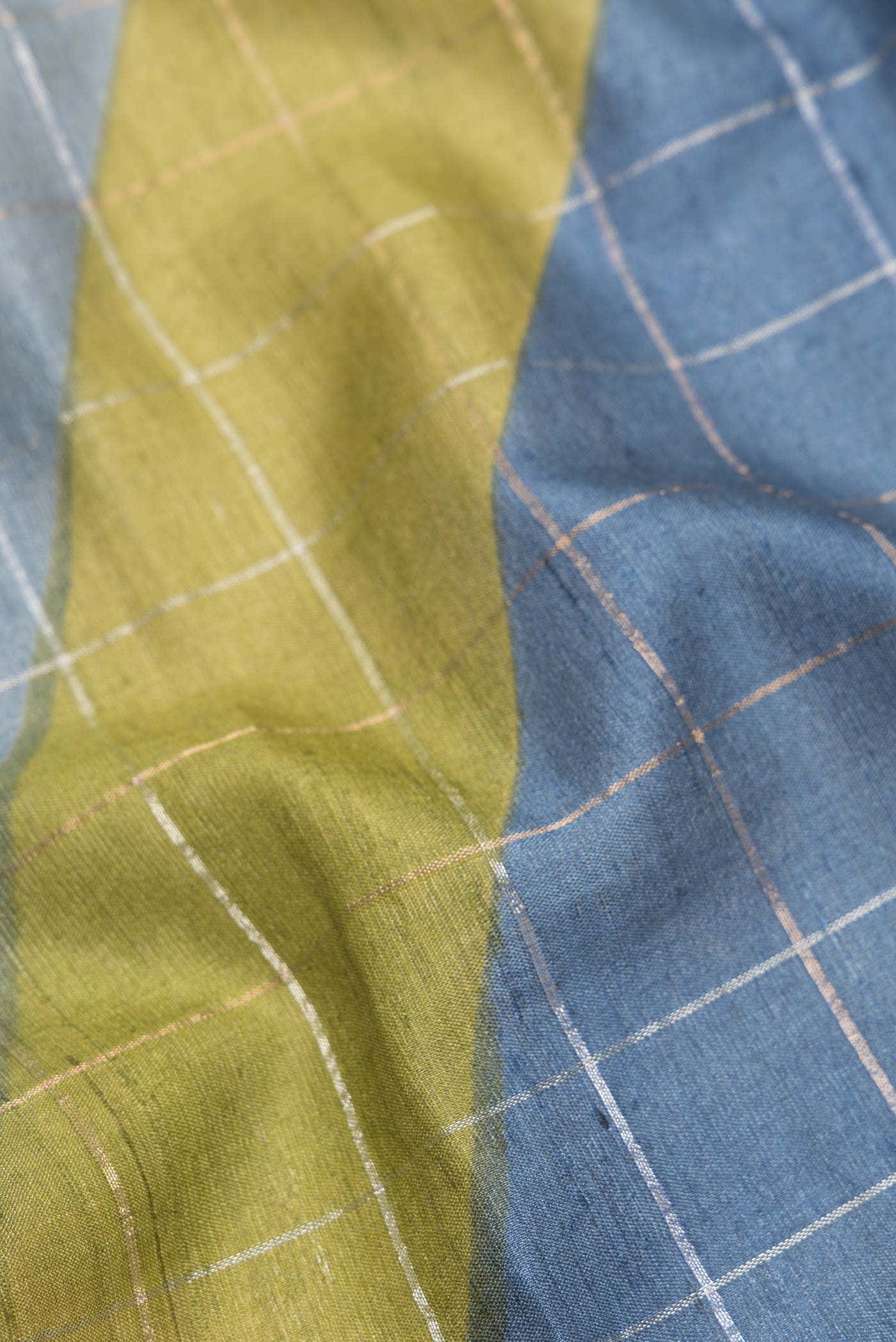 Green and Grey Dual Tone Tussar Silk Saree