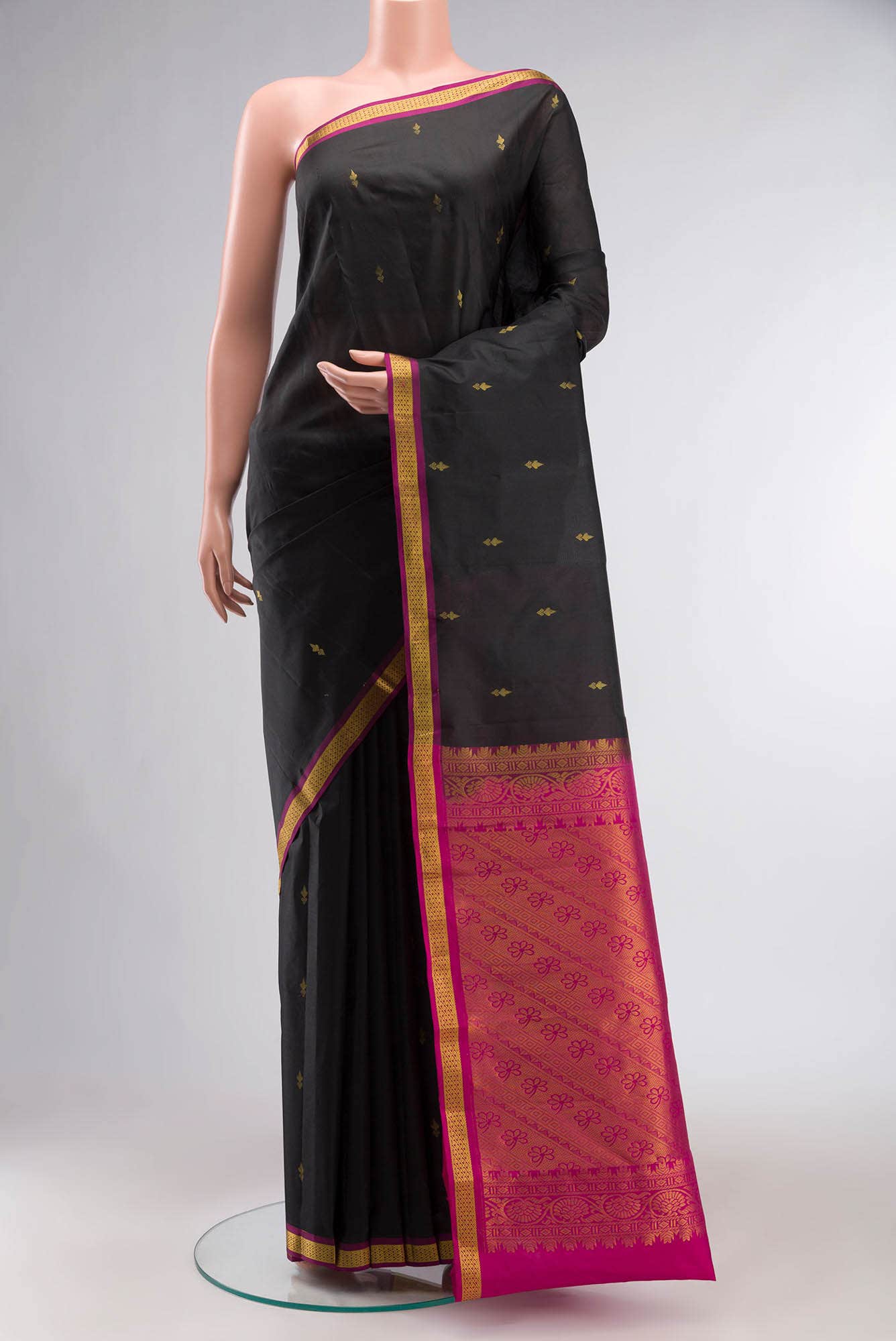 Black Kanchipuram Silk Saree