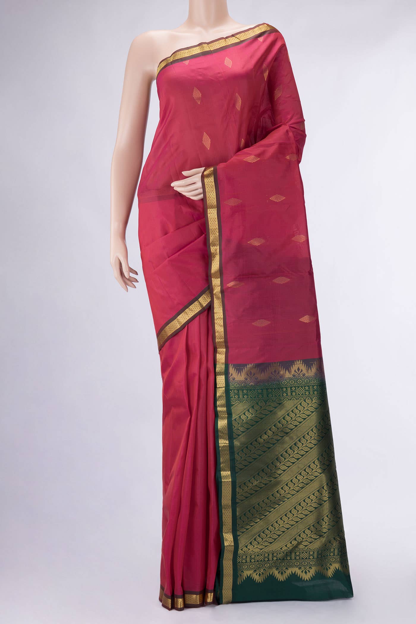 Dark Pink Kanchipuram Silk Saree
