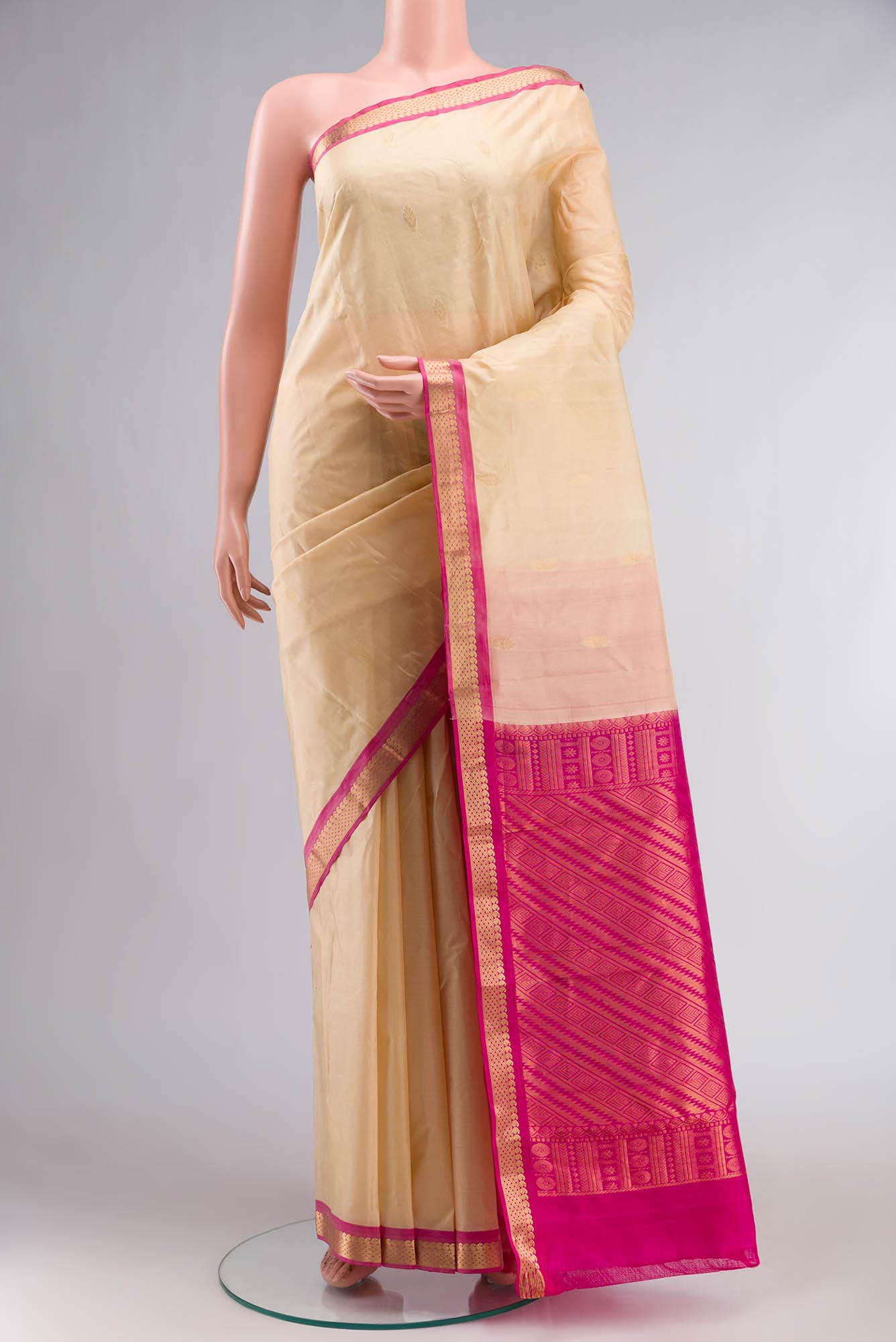 Beige Kanchipuram Silk Saree