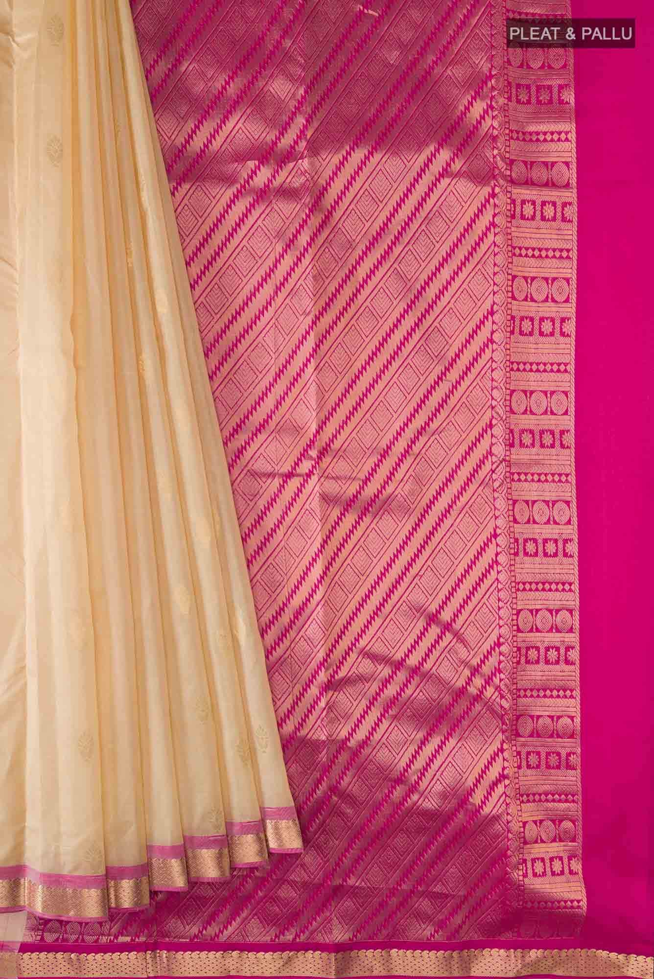 Beige Kanchipuram Silk Saree