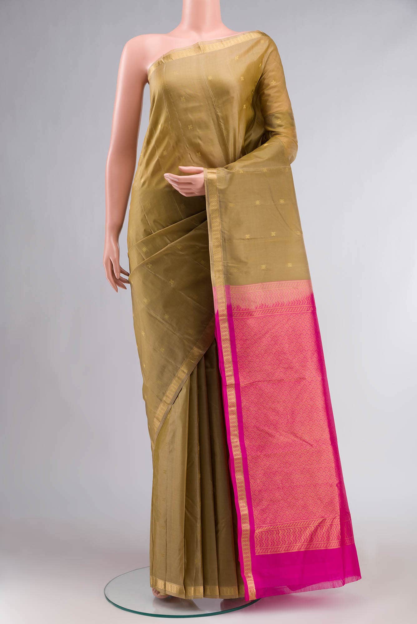 Beige Kanchipuram Silk Saree