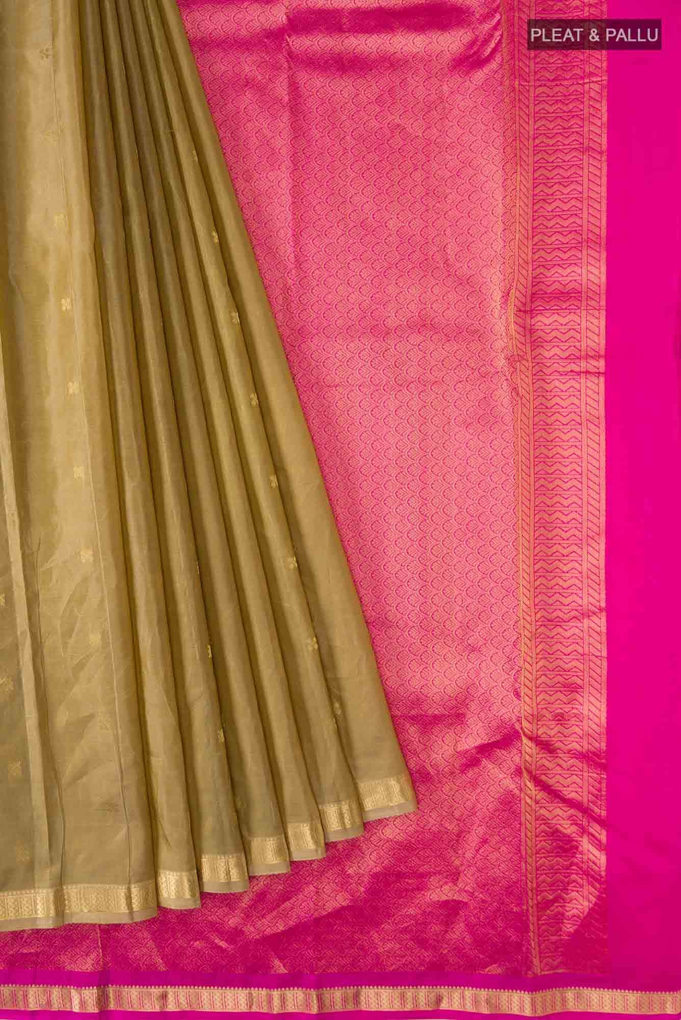 Beige Kanchipuram Silk Saree