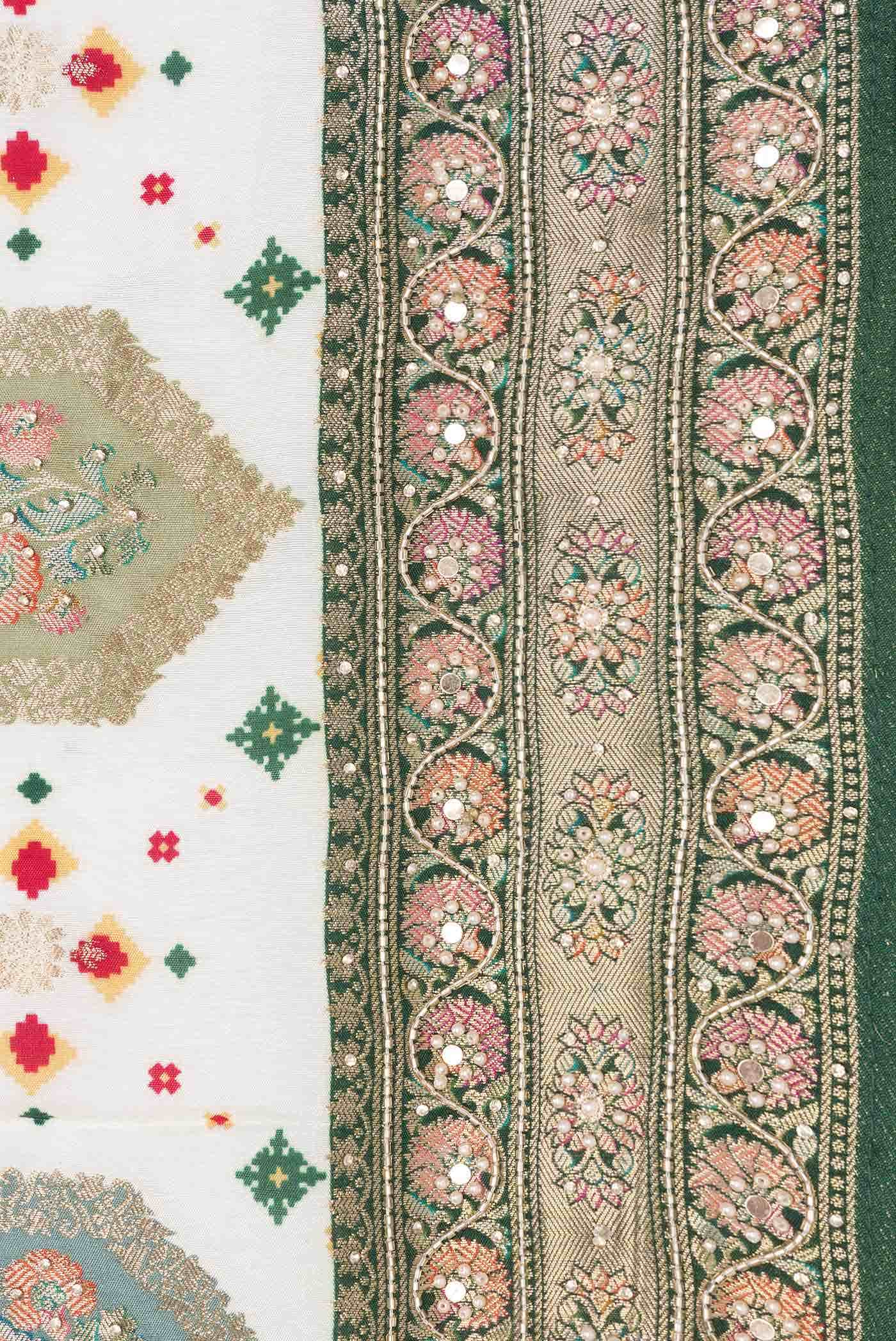 Off White Dual Tone Banarasi Georgette Saree