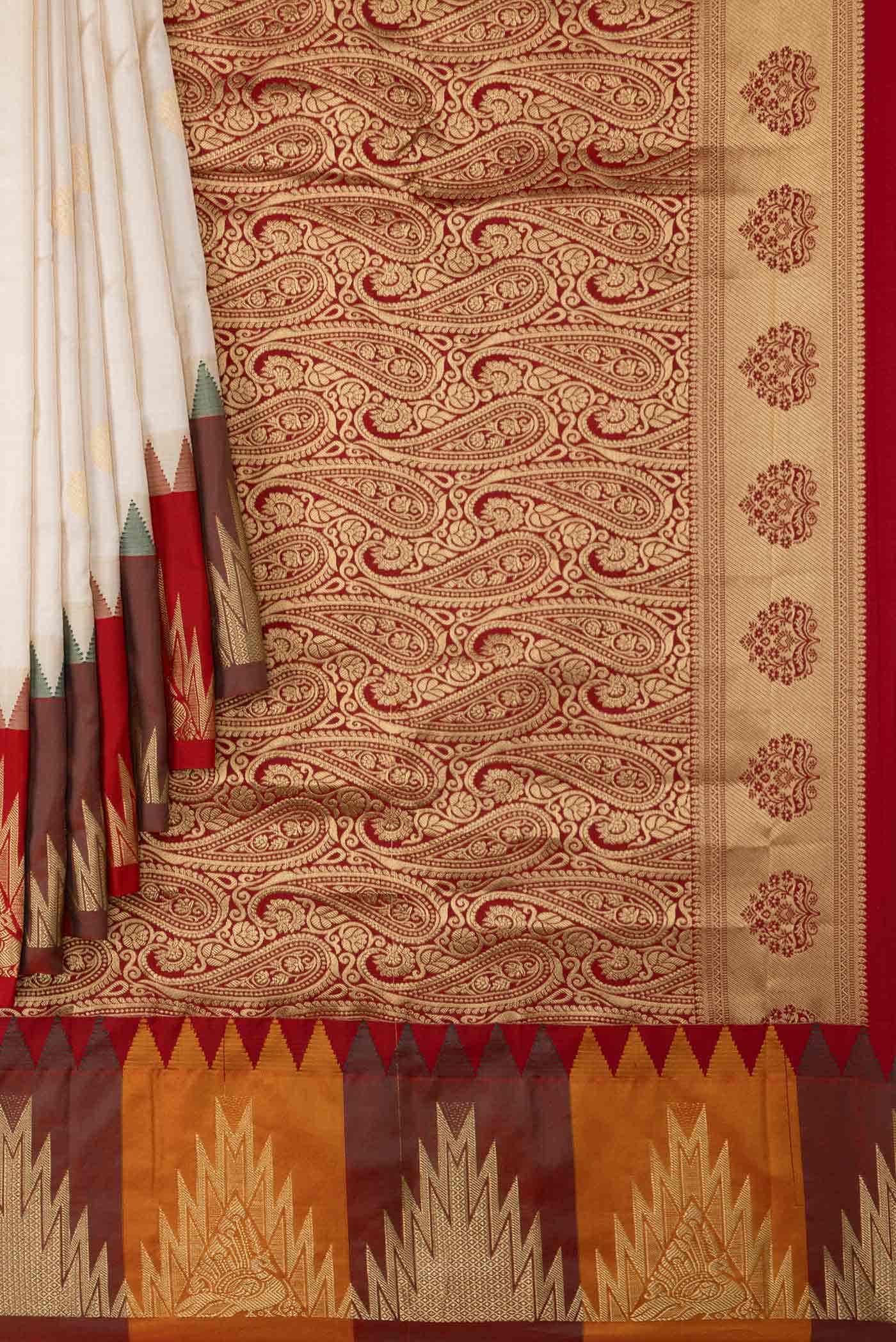 Beige Kanchipuram Silk Saree