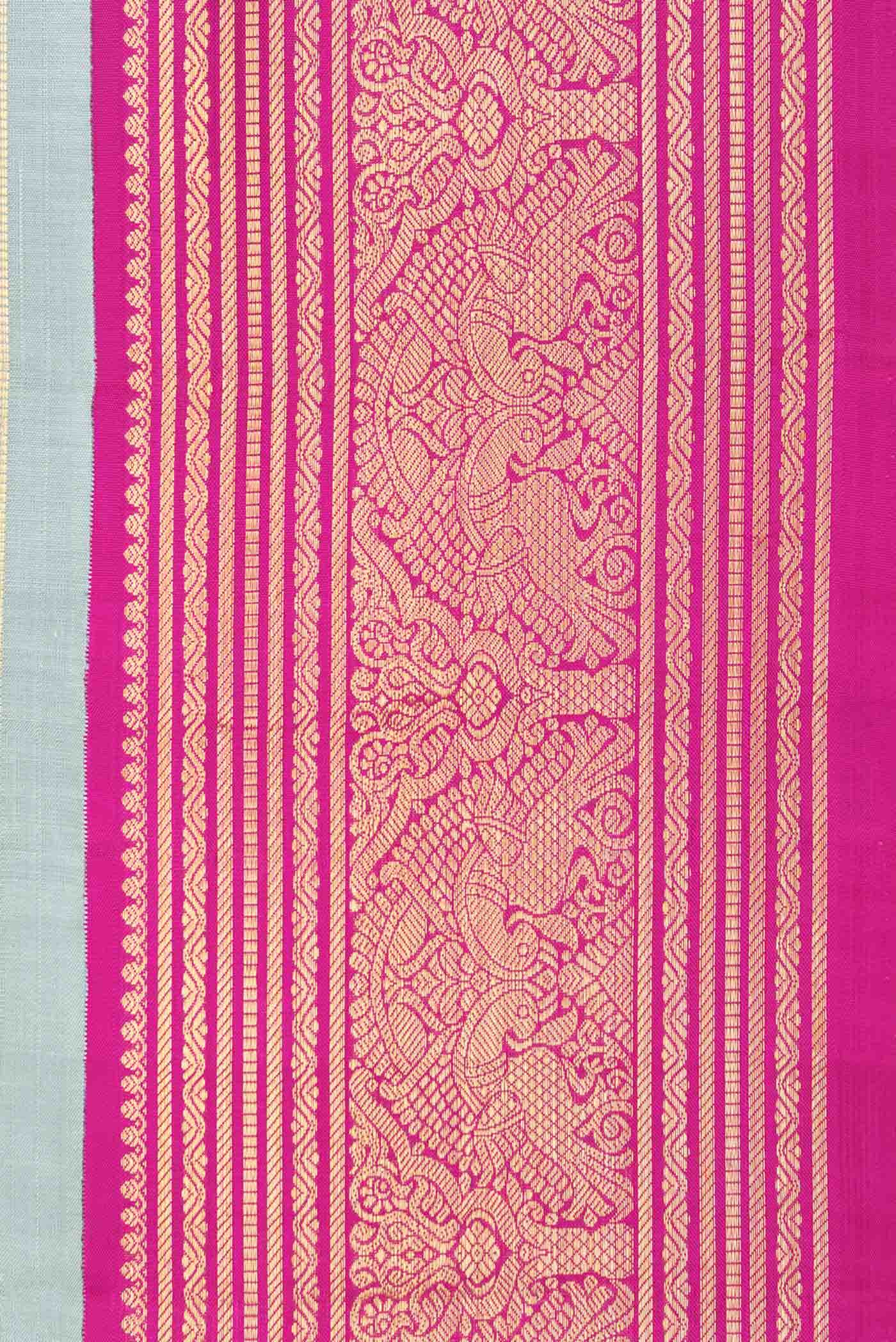Pure Silk Pure Zari Davys Grey Kanchipuram Saree