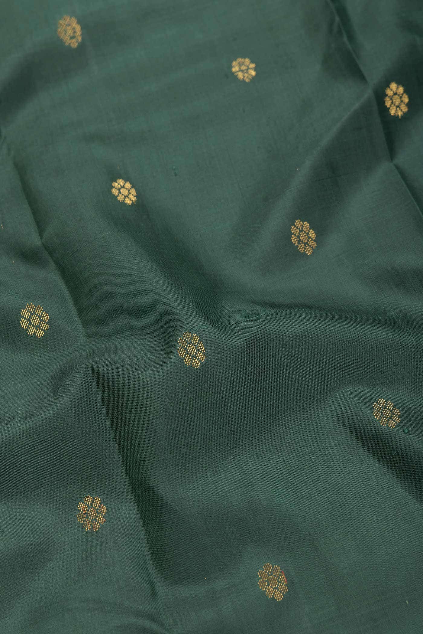 Bottle Green Dual Tone Kanchipuram Silk Saree