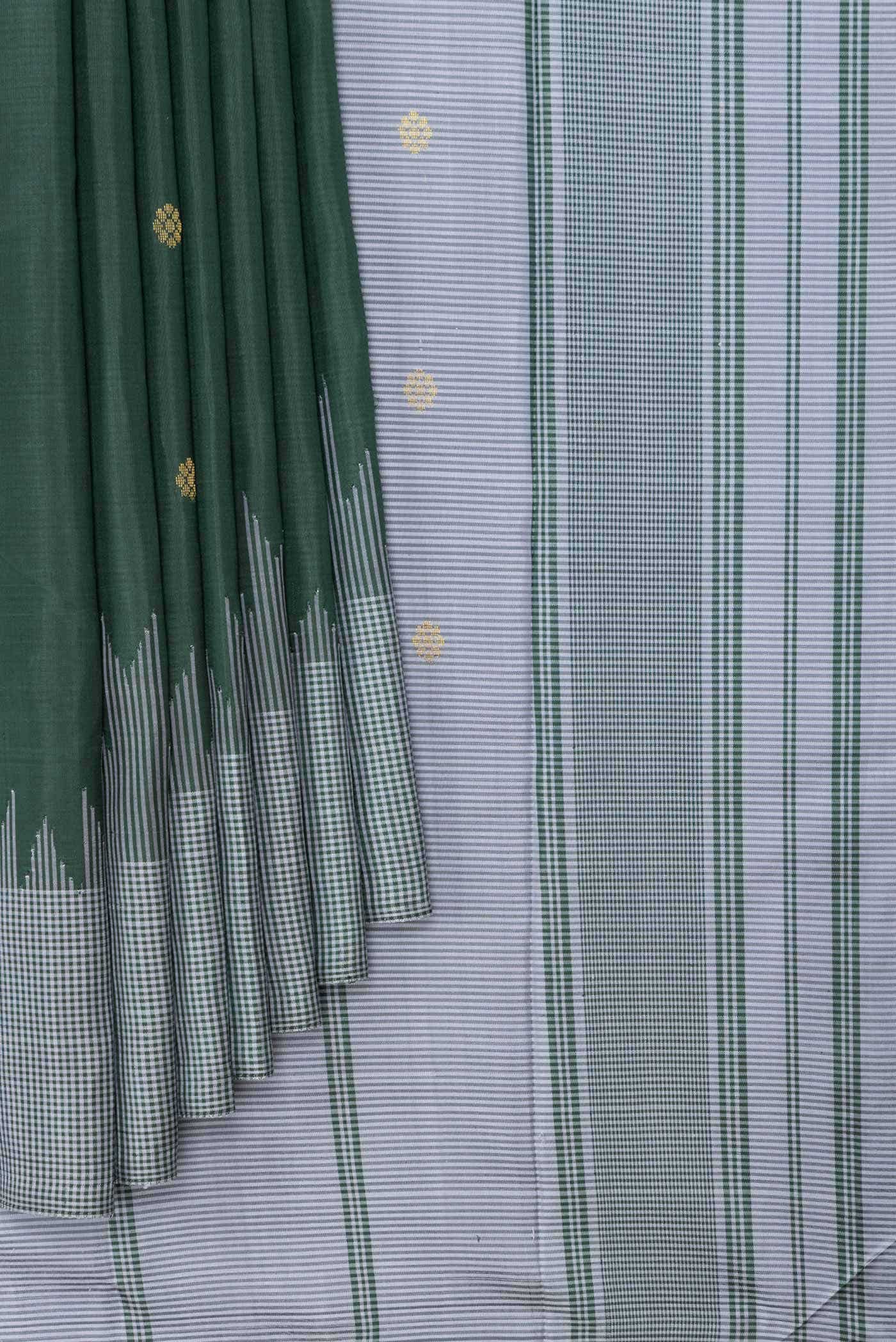 Bottle Green Dual Tone Kanchipuram Silk Saree