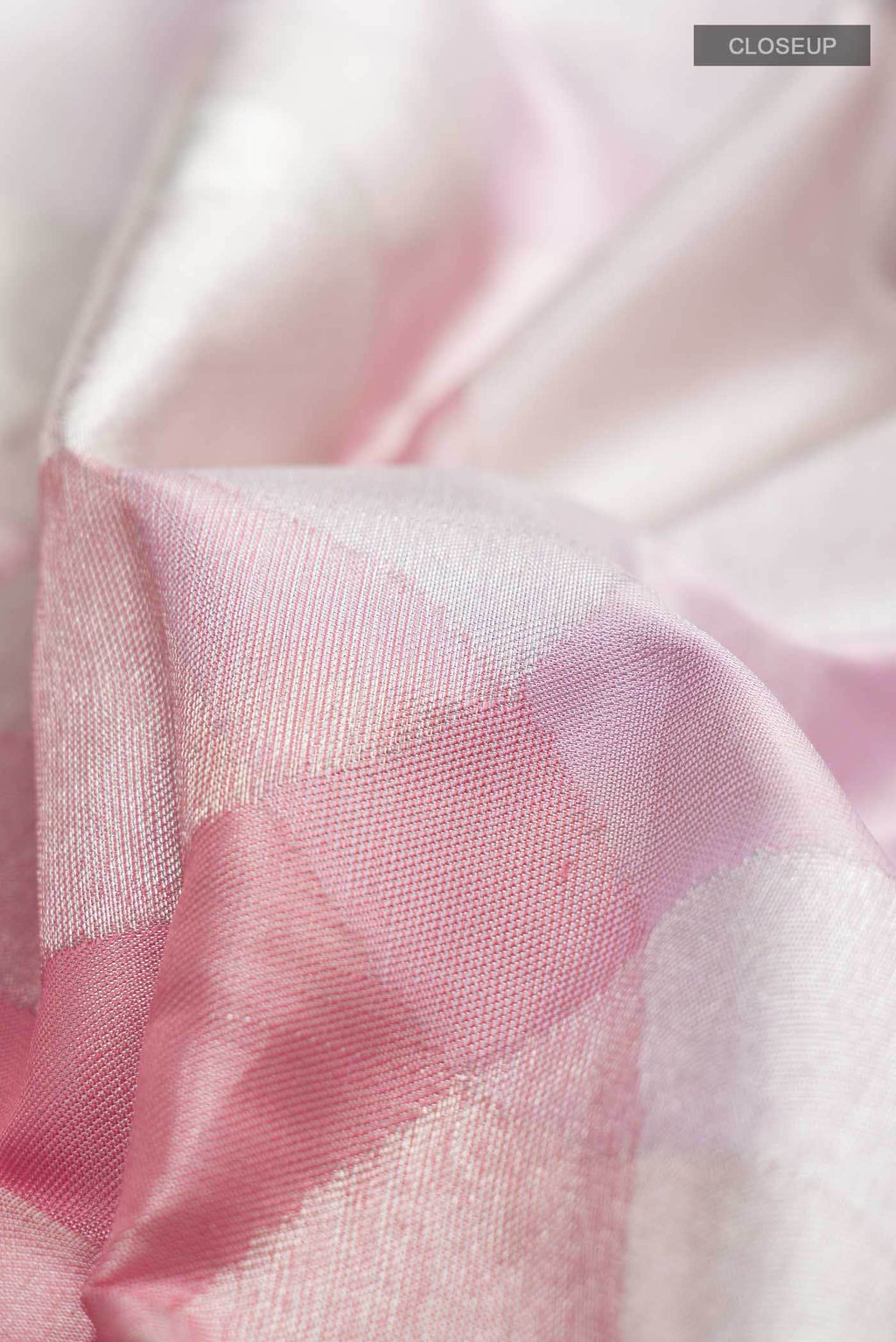 Rose Pink  with Silver Dual Tone Kanchipuram Tissue Silk Saree