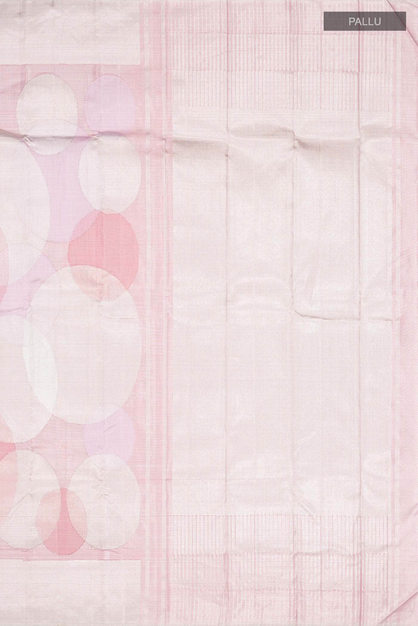 Rose Pink  with Silver Dual Tone Kanchipuram Tissue Silk Saree